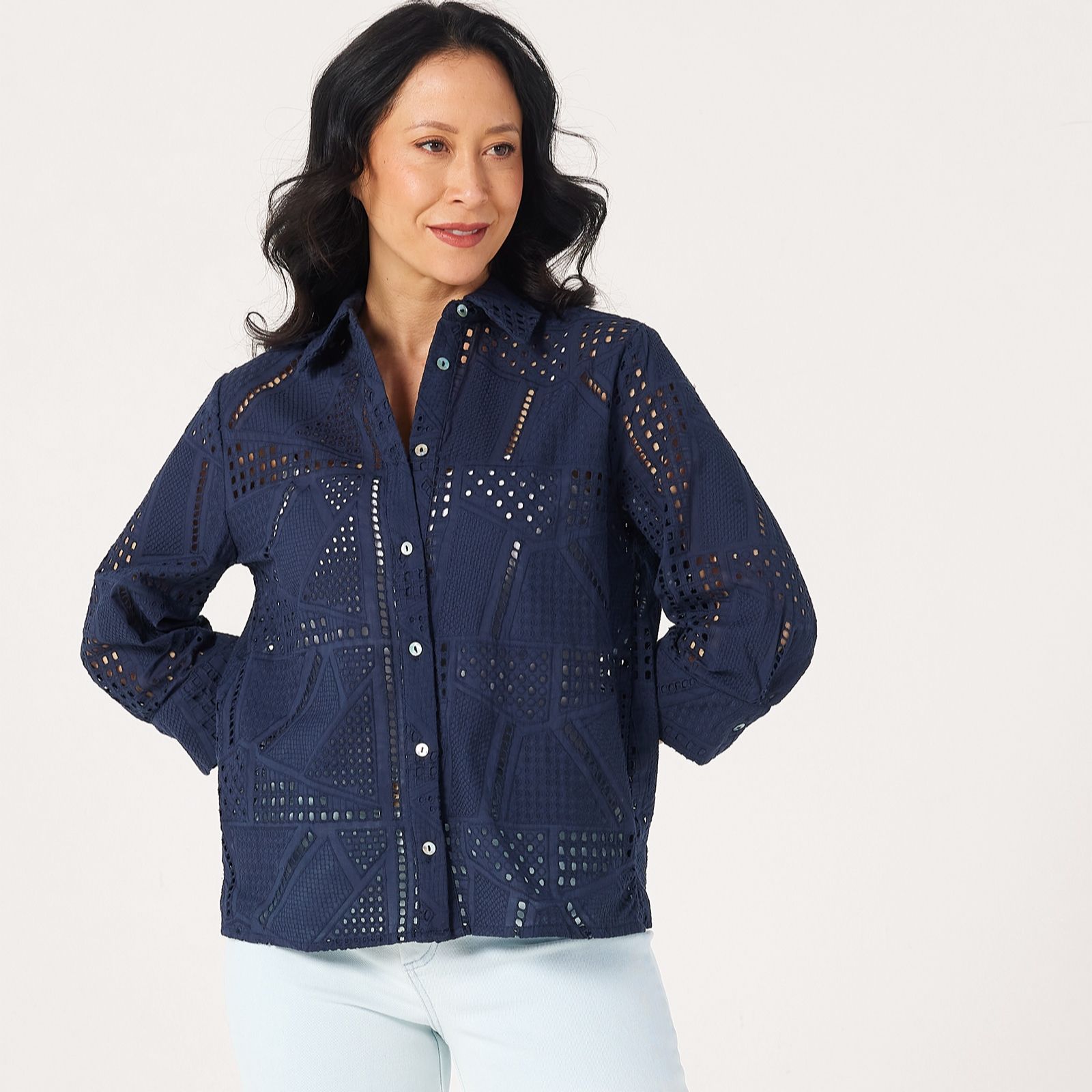 MarlaWynne Colection Pointelle Patchwork Shirt