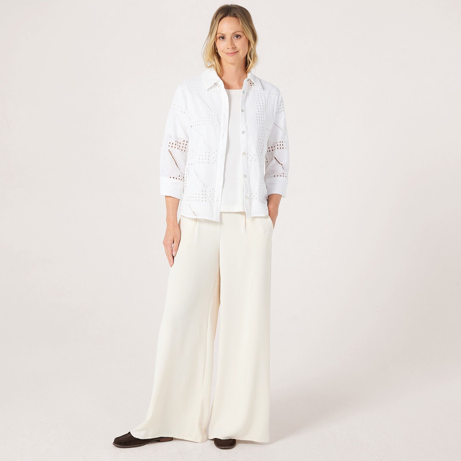 MarlaWynne Colection Pointelle Patchwork Shirt