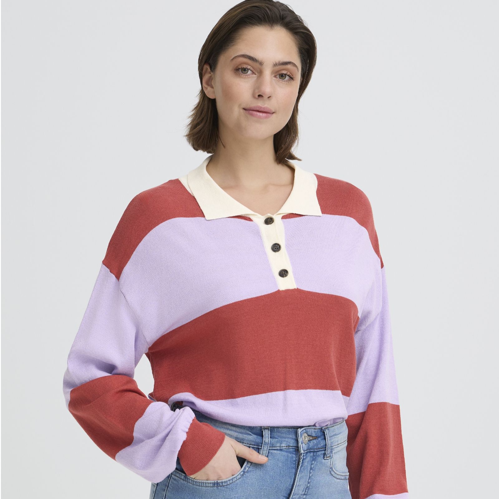 ICHI Boston Long Sleeve Collar Jumper