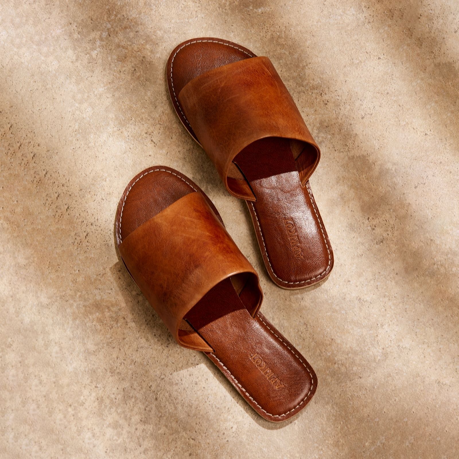 Apricot Soft Leather Mules