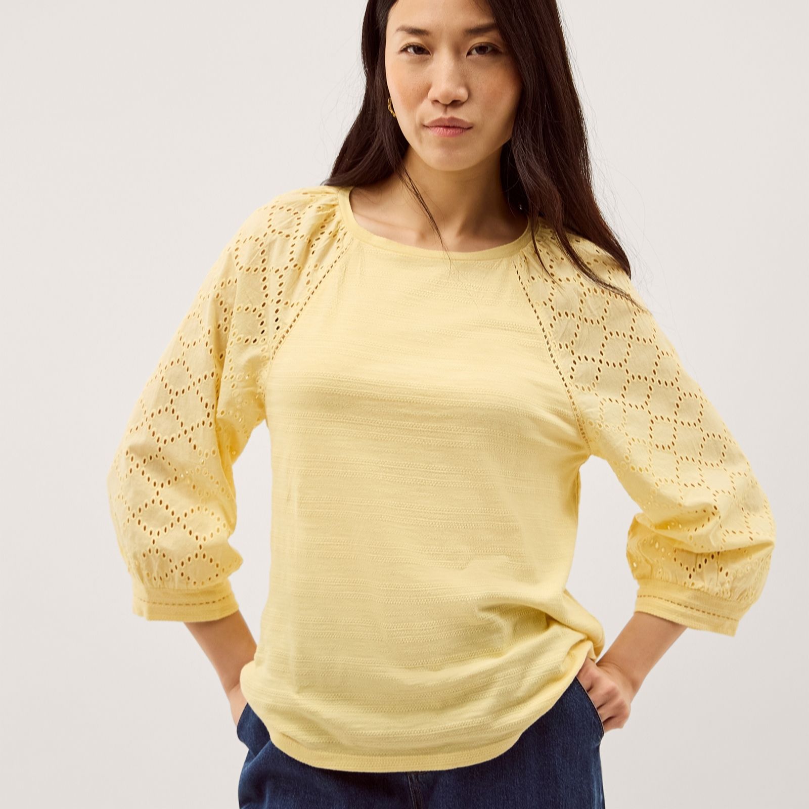 Monsoon Fifi Fabric Mix Top