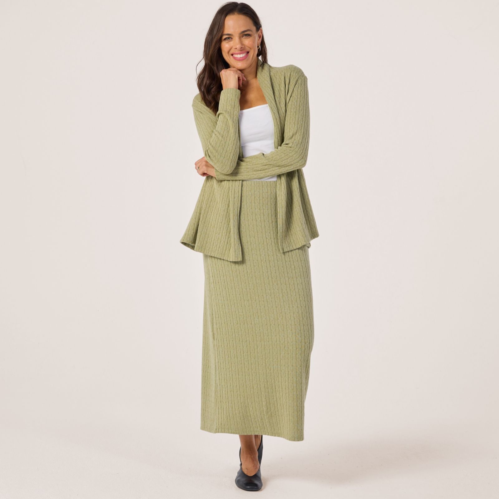 Kim & Co Fine Cable Knit A-Line Long Skirt