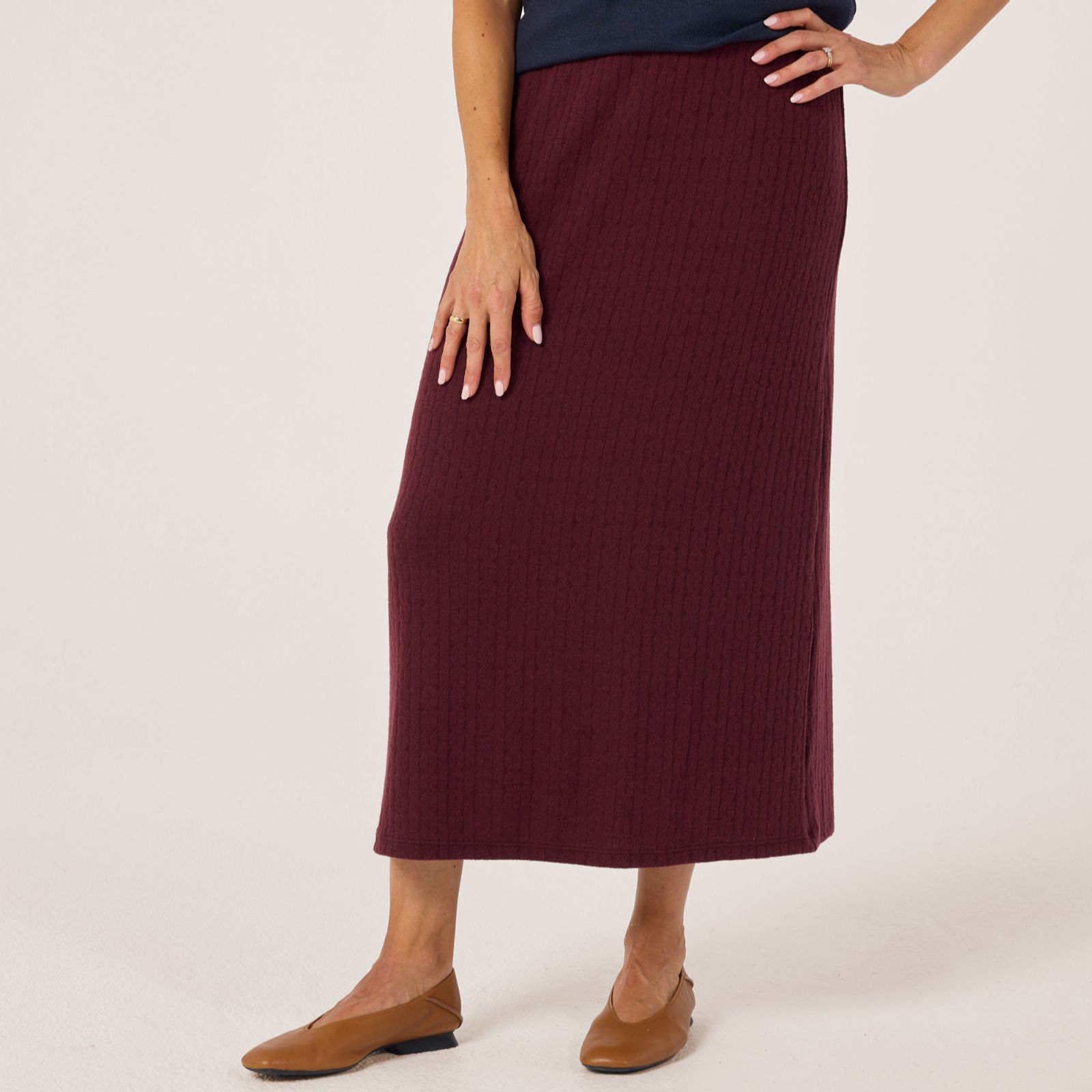 Kim & Co Fine Cable Knit A-Line Long Skirt