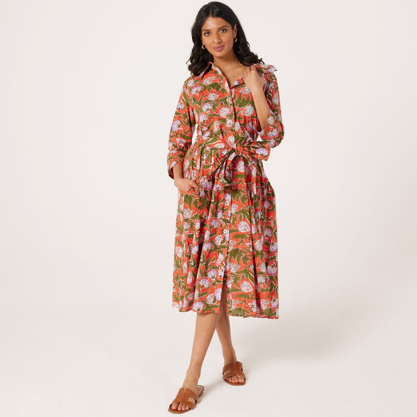 Helene Berman 100% Cotton Floral Print Dress