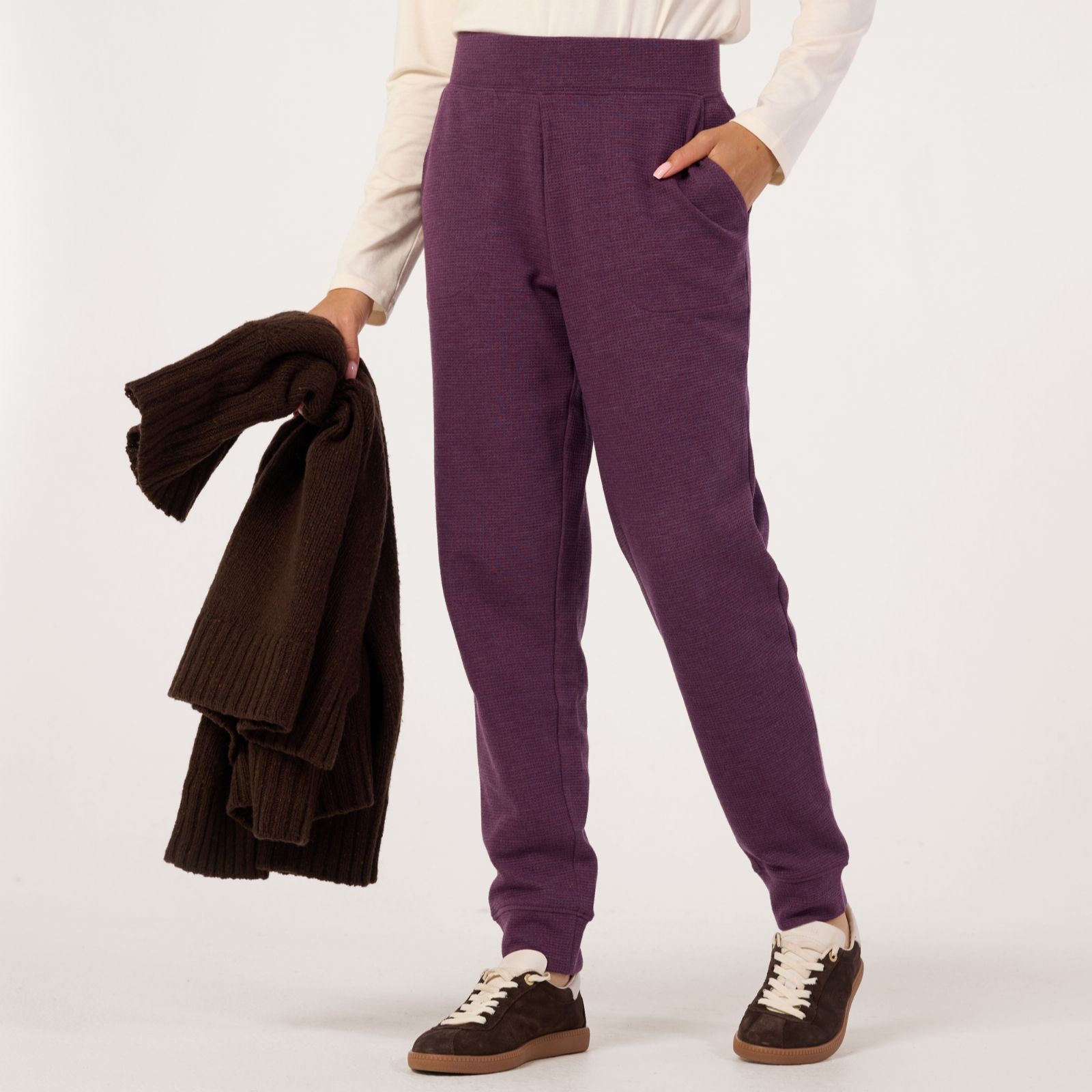 Denim & Co. Brushed Waffle Jogger Standard