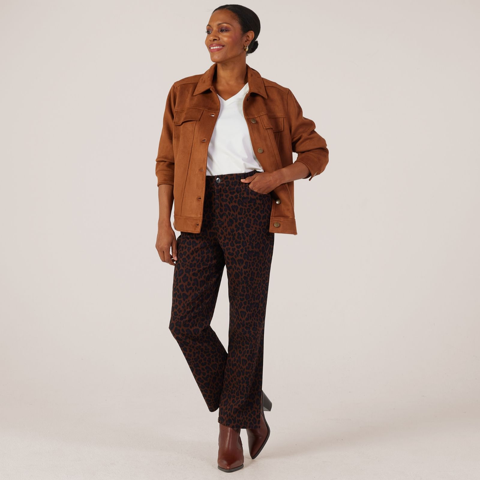 Ruth Langsford Animal Print Straight Leg Jean Standard