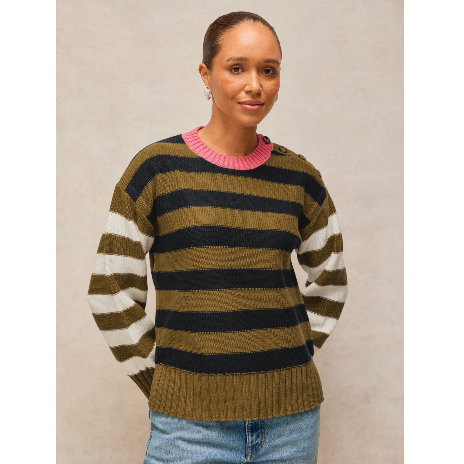 White Stuff Bea Button Cotton Jumper