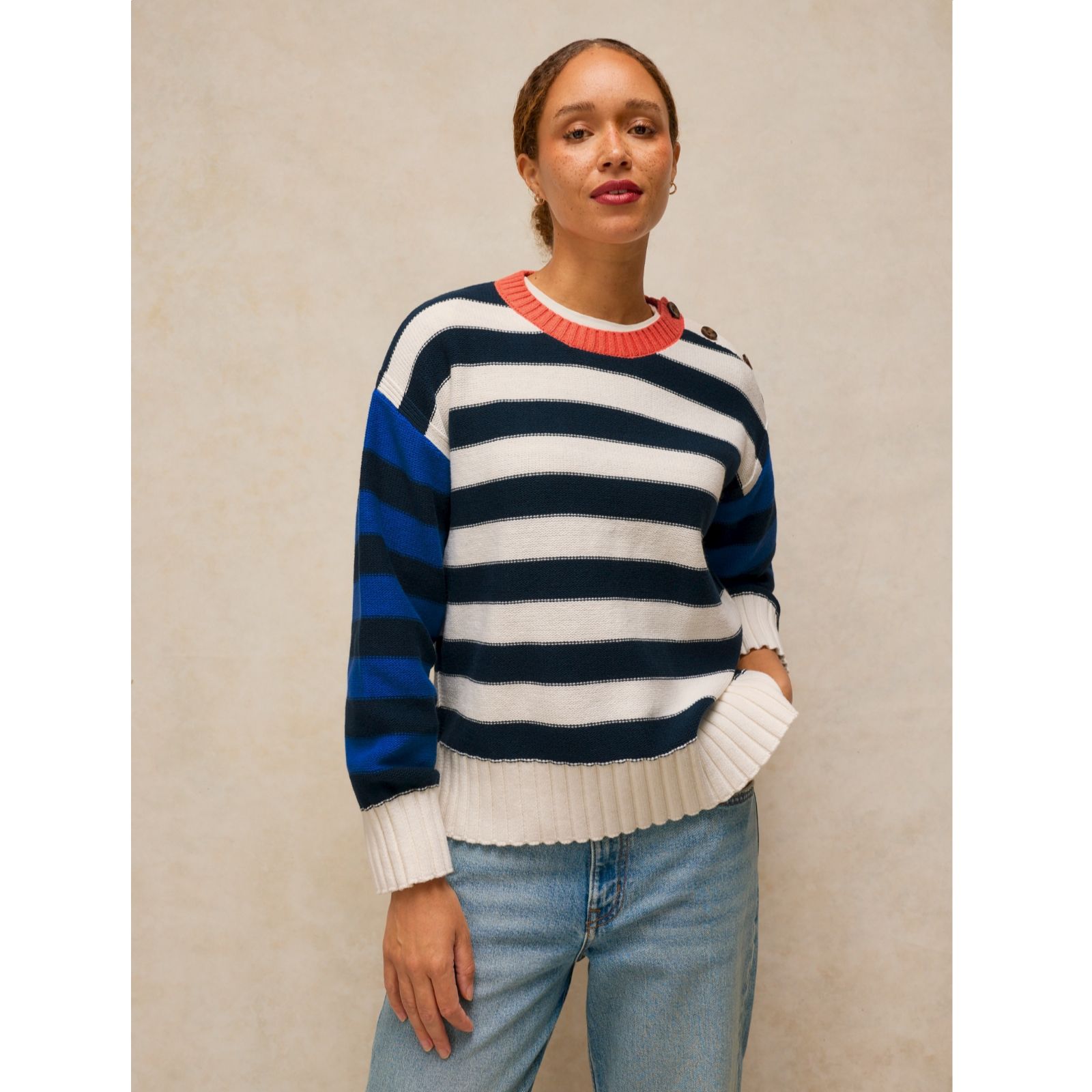 White Stuff Bea Button Cotton Jumper