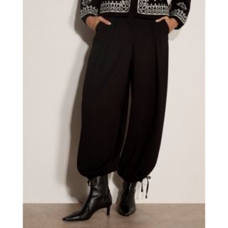 Apricot Pleated Tie Cuff Balloon Trouser