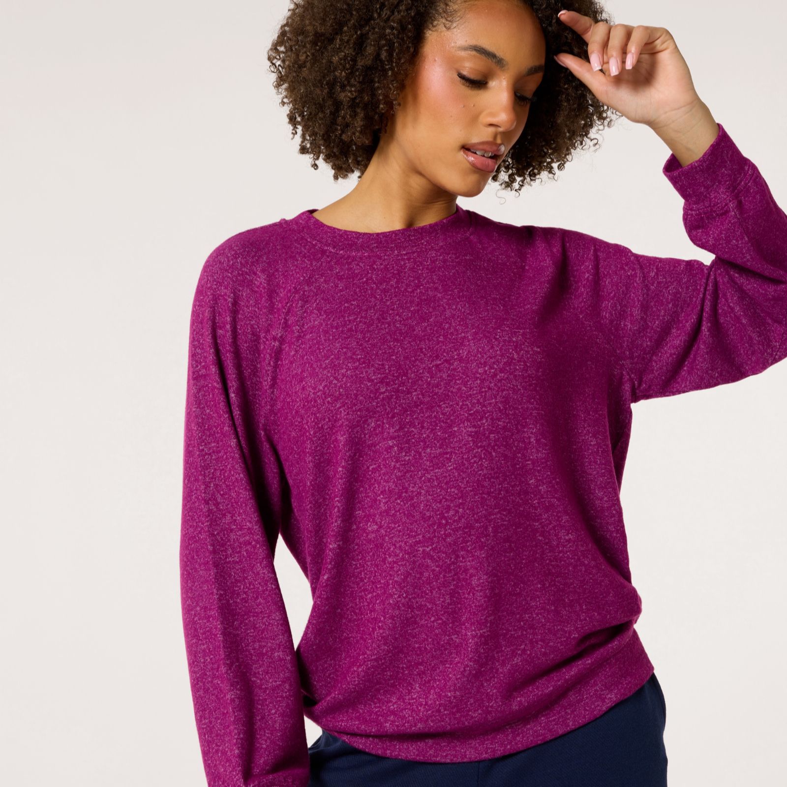 Denim & Co. Soft Touch Crew Sweat Top