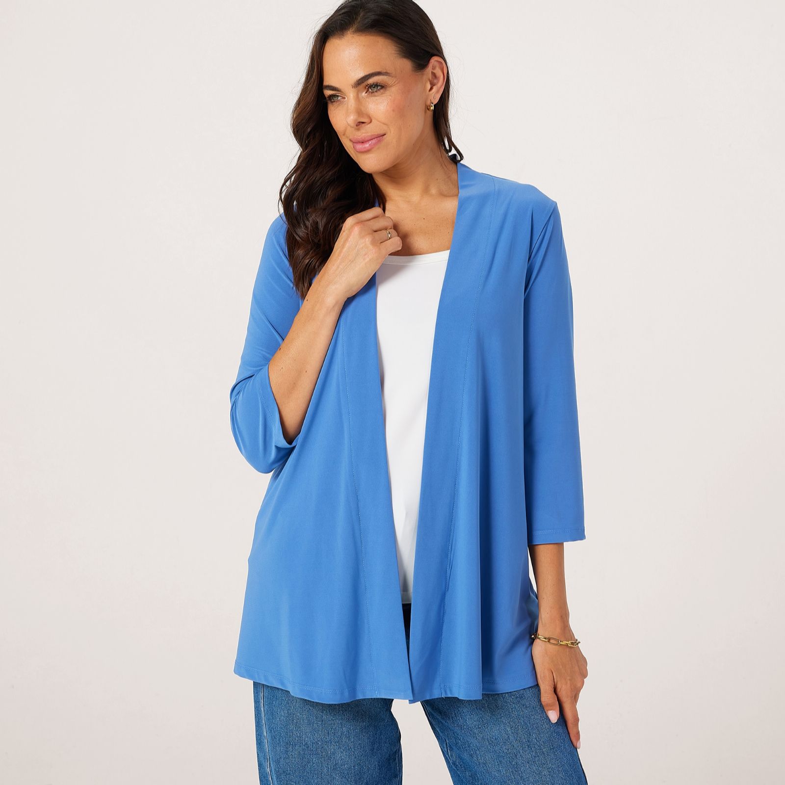 Kim & Co Brazil Jersey Essential 3/4 Sleeve Cardigan
