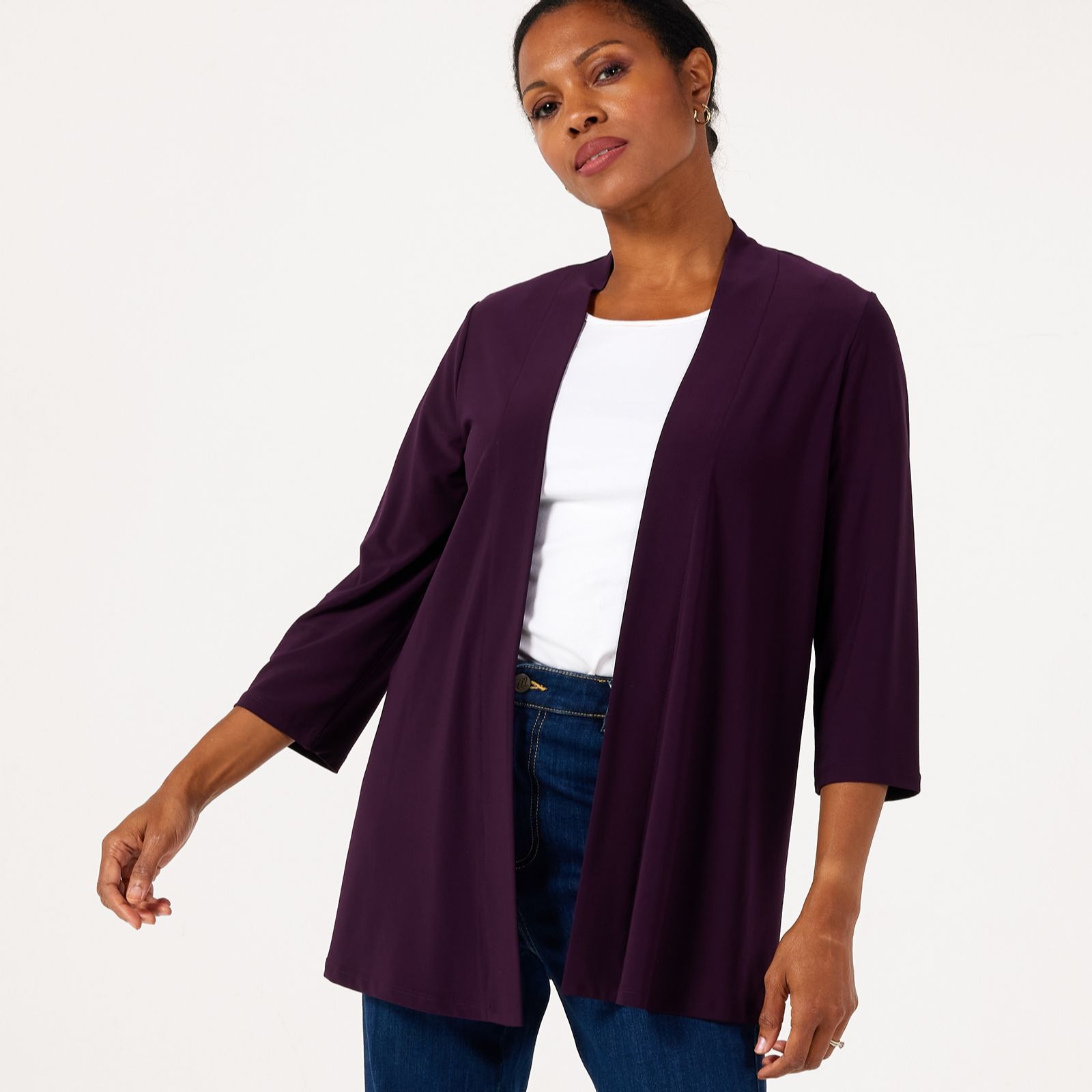 Kim & Co Brazil Jersey Essential 3/4 Sleeve Cardigan