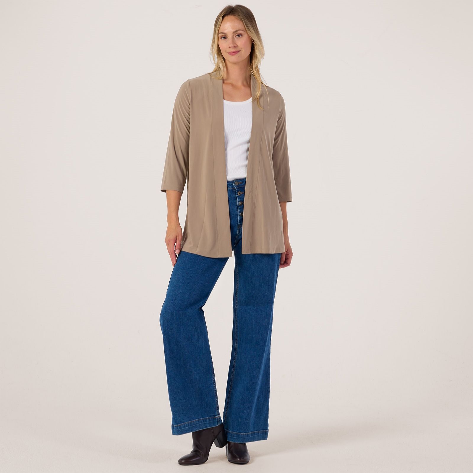 Kim & Co Brazil Jersey Essential 3/4 Sleeve Cardigan