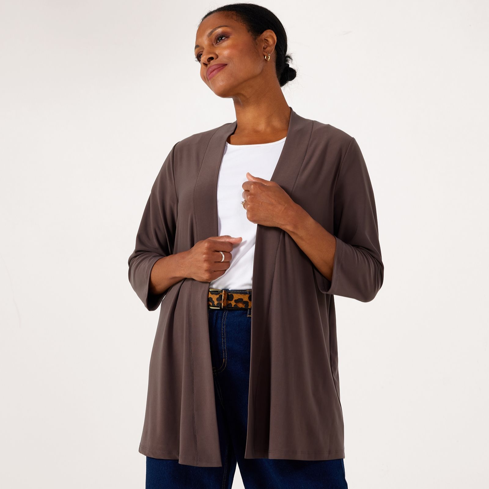 Kim & Co Brazil Jersey Essential 3/4 Sleeve Cardigan