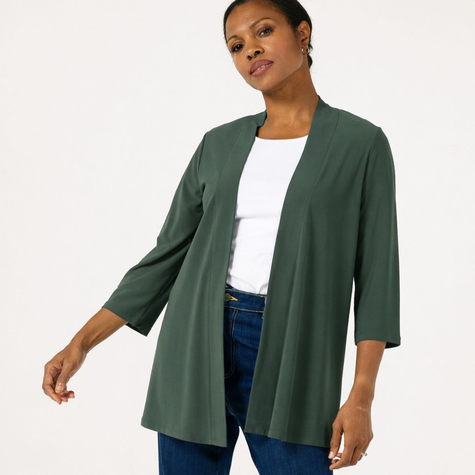 Kim & Co Brazil Jersey Essential 3/4 Sleeve Cardigan