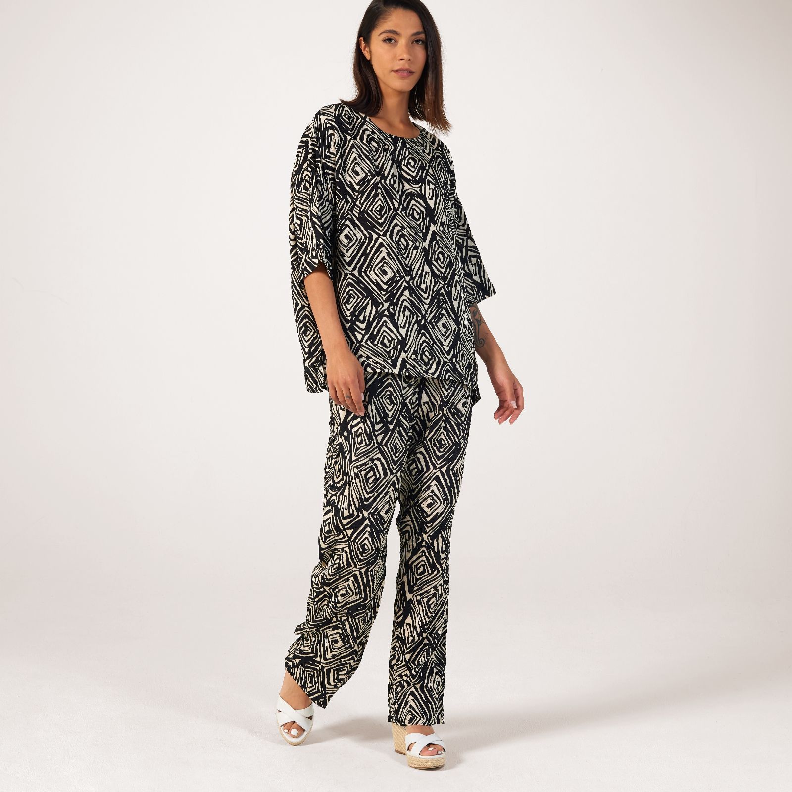 Masai Copenhagen Degana Printed Short Sleeve Top - QVC UK