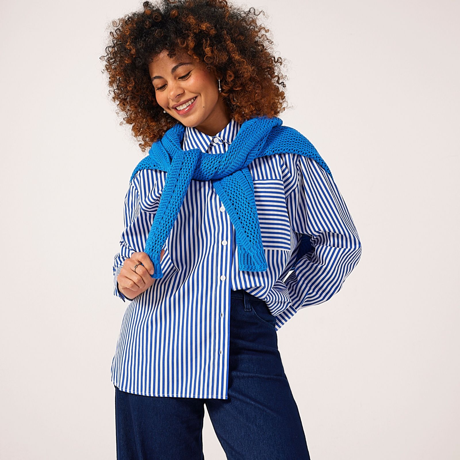 Denim & Co Essential 100% Cotton Stripe Shirt