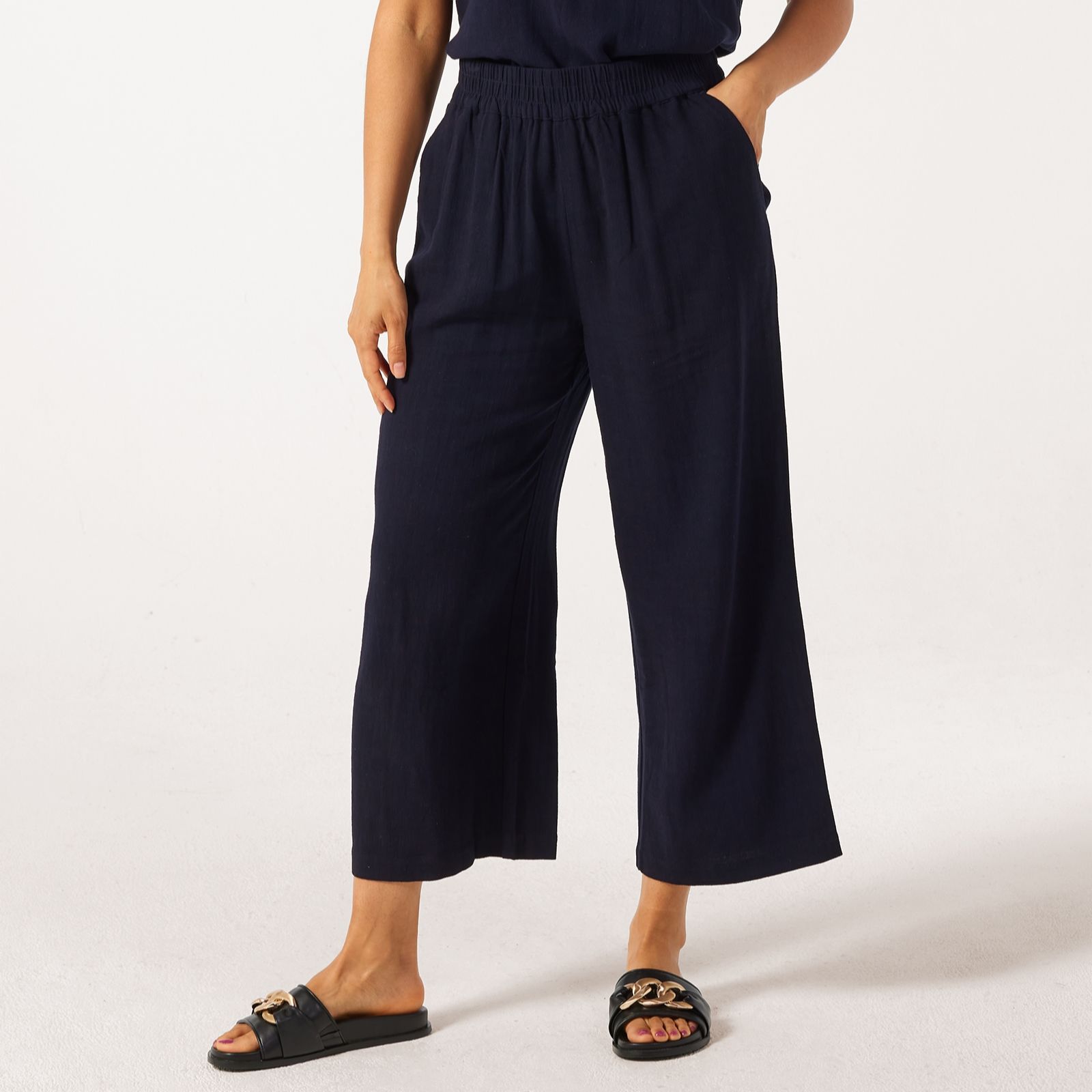 Ruth Langsford Pull On Cropped Linen Blend Trousers Standard