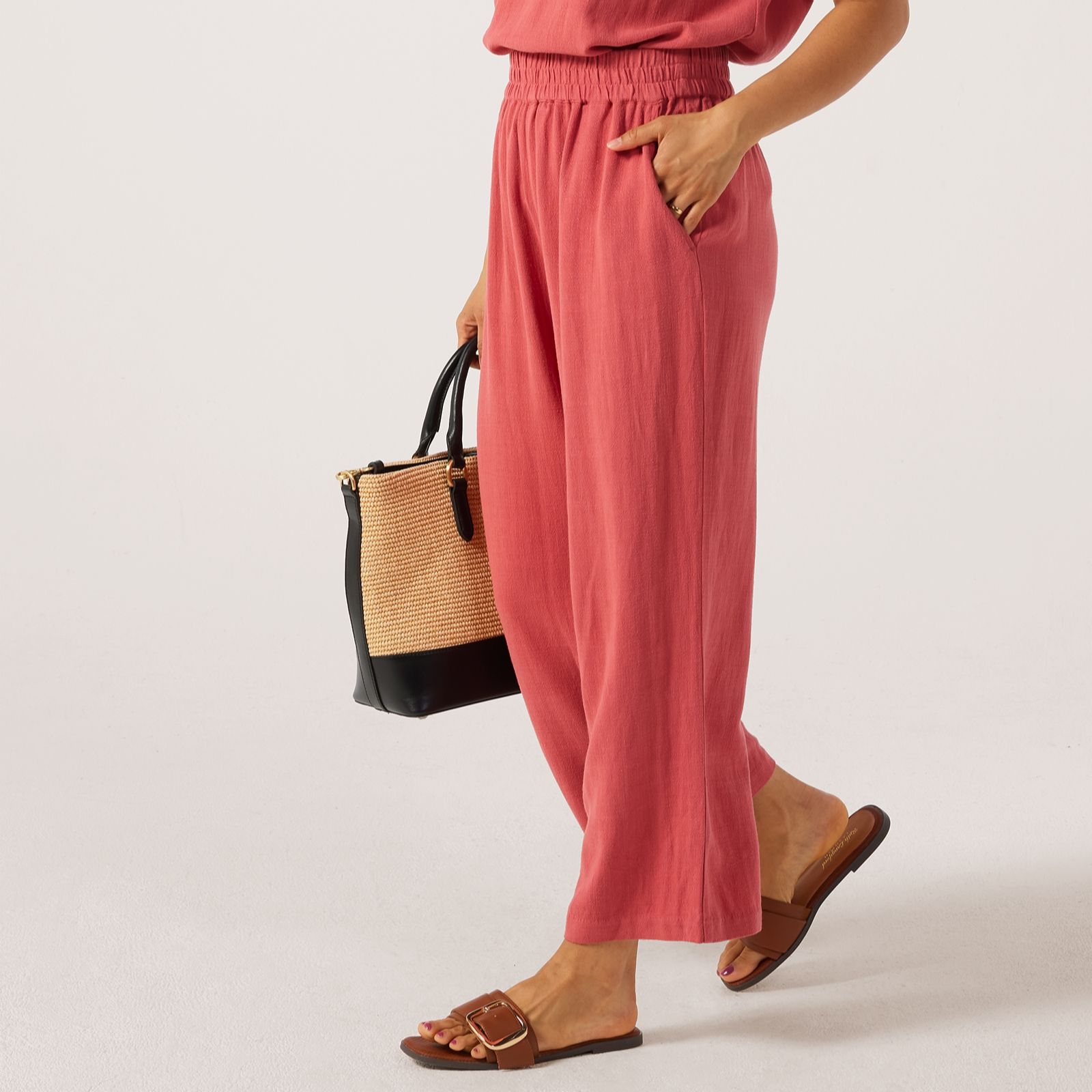 Ruth Langsford Pull On Cropped Linen Blend Trousers Standard