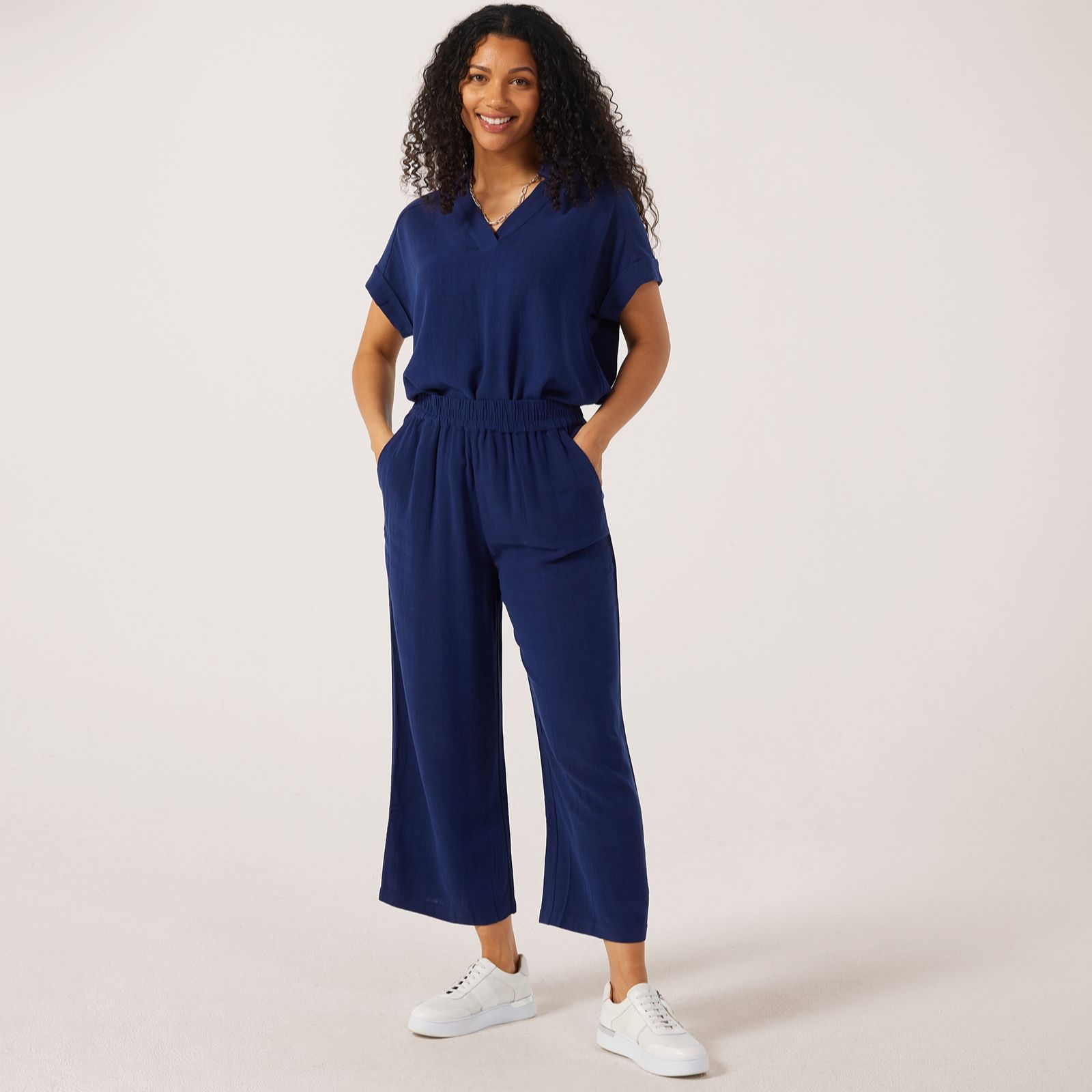 Ruth Langsford Pull On Cropped Linen Blend Trousers Standard