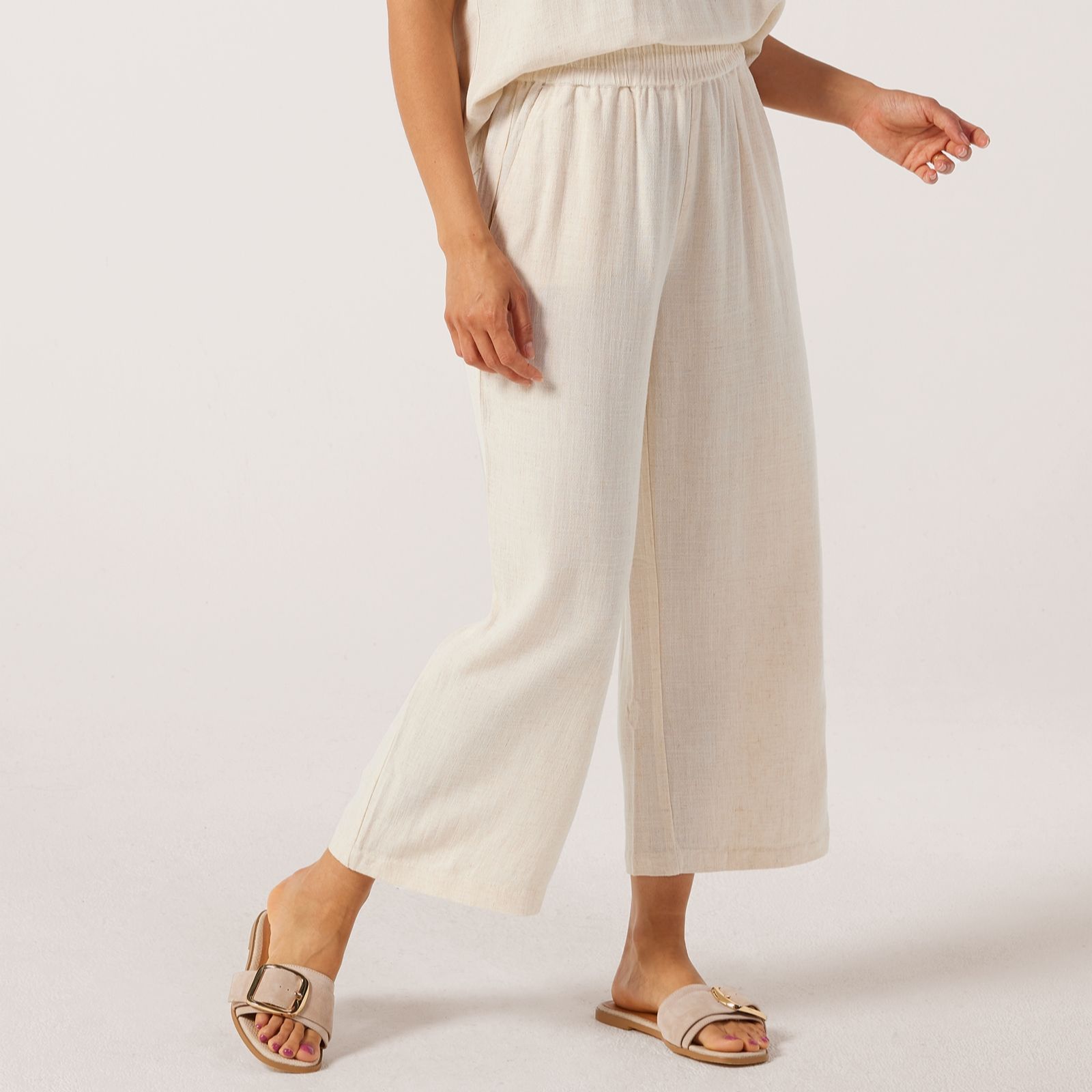 Ruth Langsford Pull On Cropped Linen Blend Trousers Standard