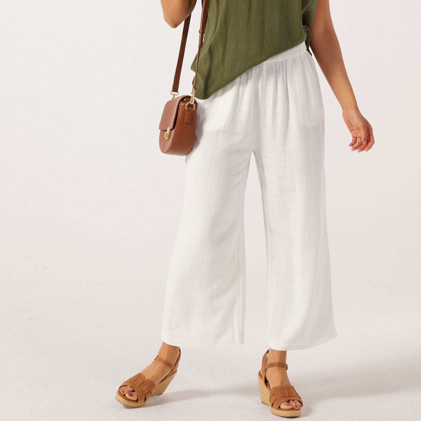 Ruth Langsford Pull On Cropped Linen Blend Trousers Standard