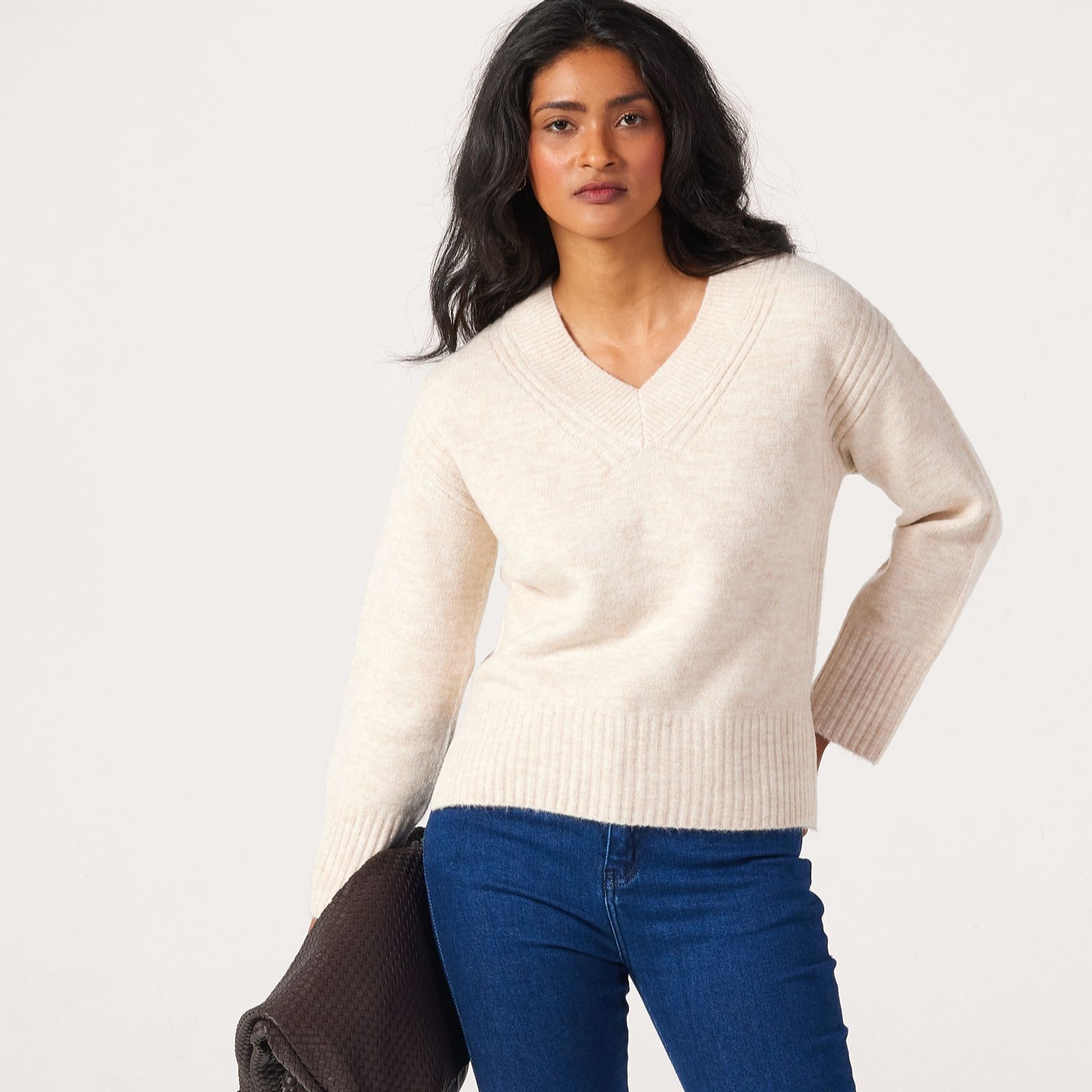 Denim & Co. Essentials V Neck Jumper