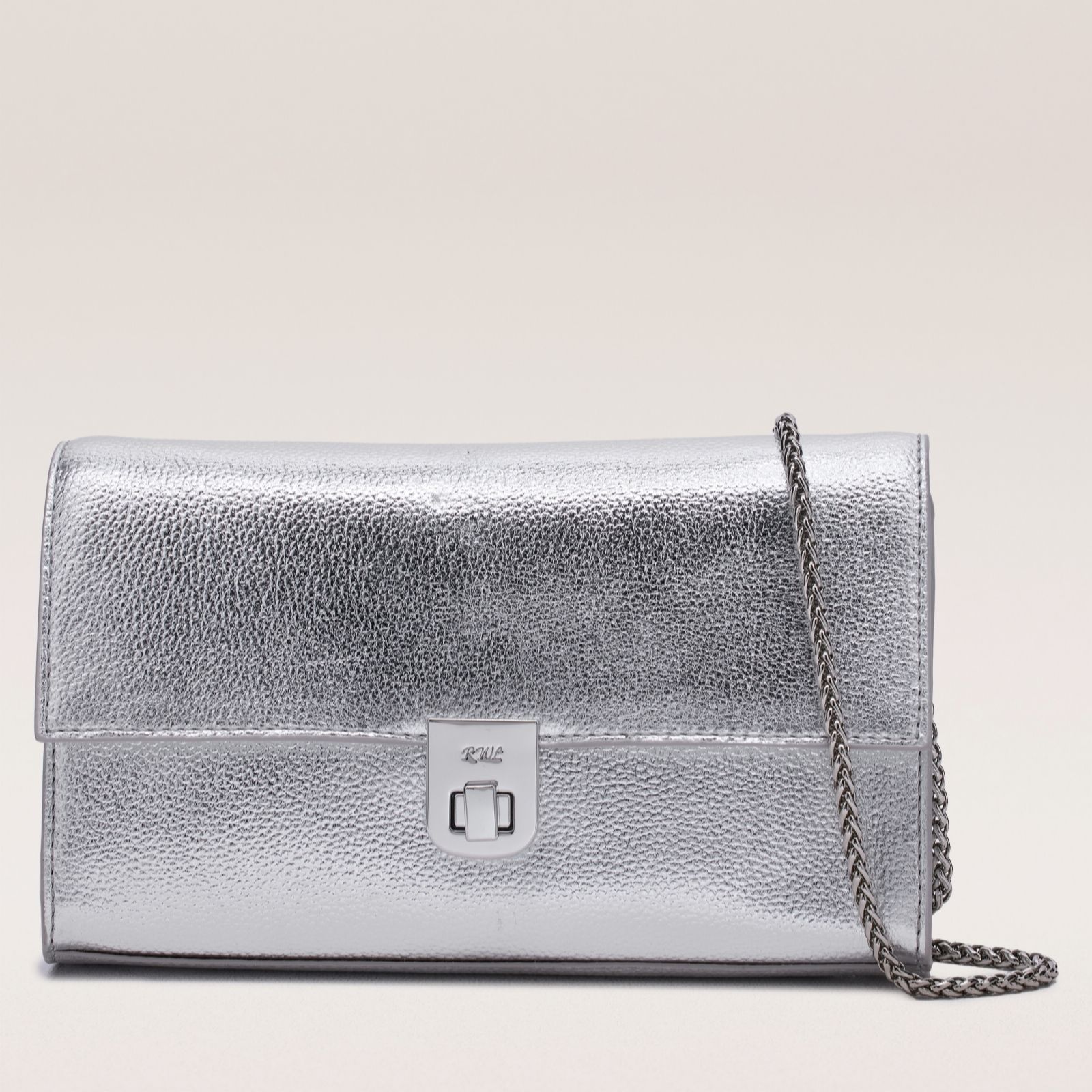 Outlet Ruth Langsford Leather Clutch with Chain Strap