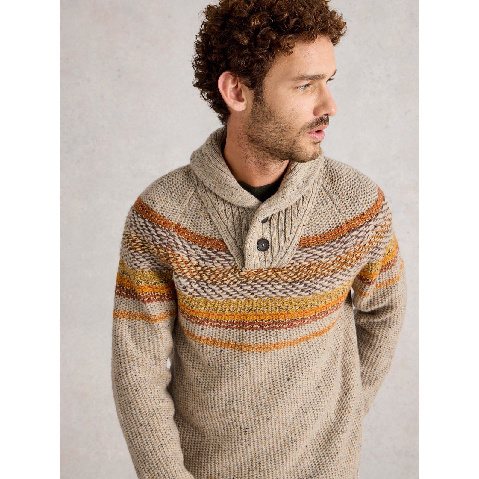 White Stuff Men's York Texture Shawl Neck Jumper