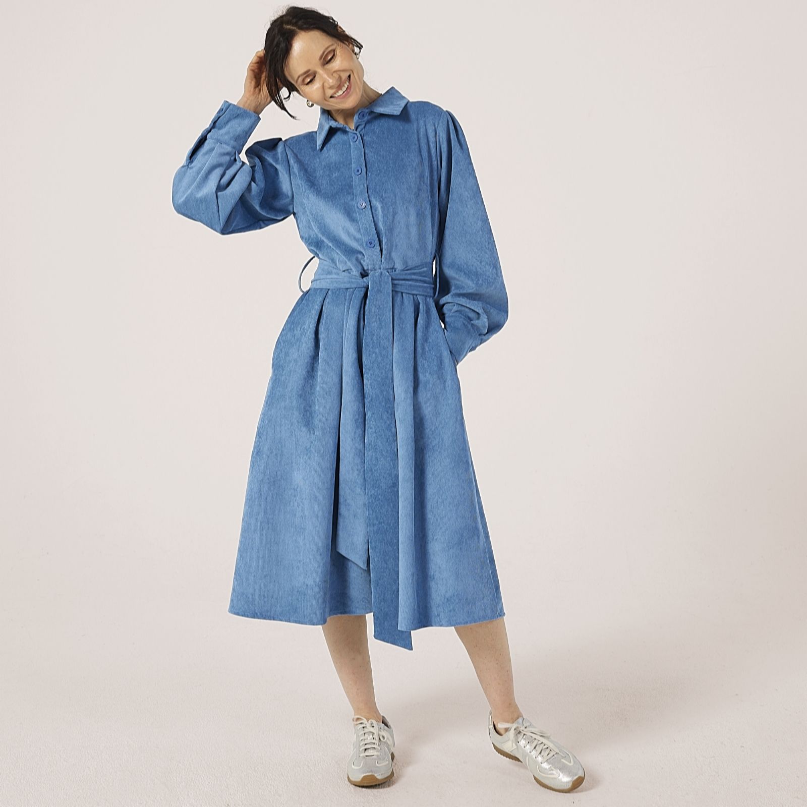 Helene Berman Soft Baby Cord Shirt Dress