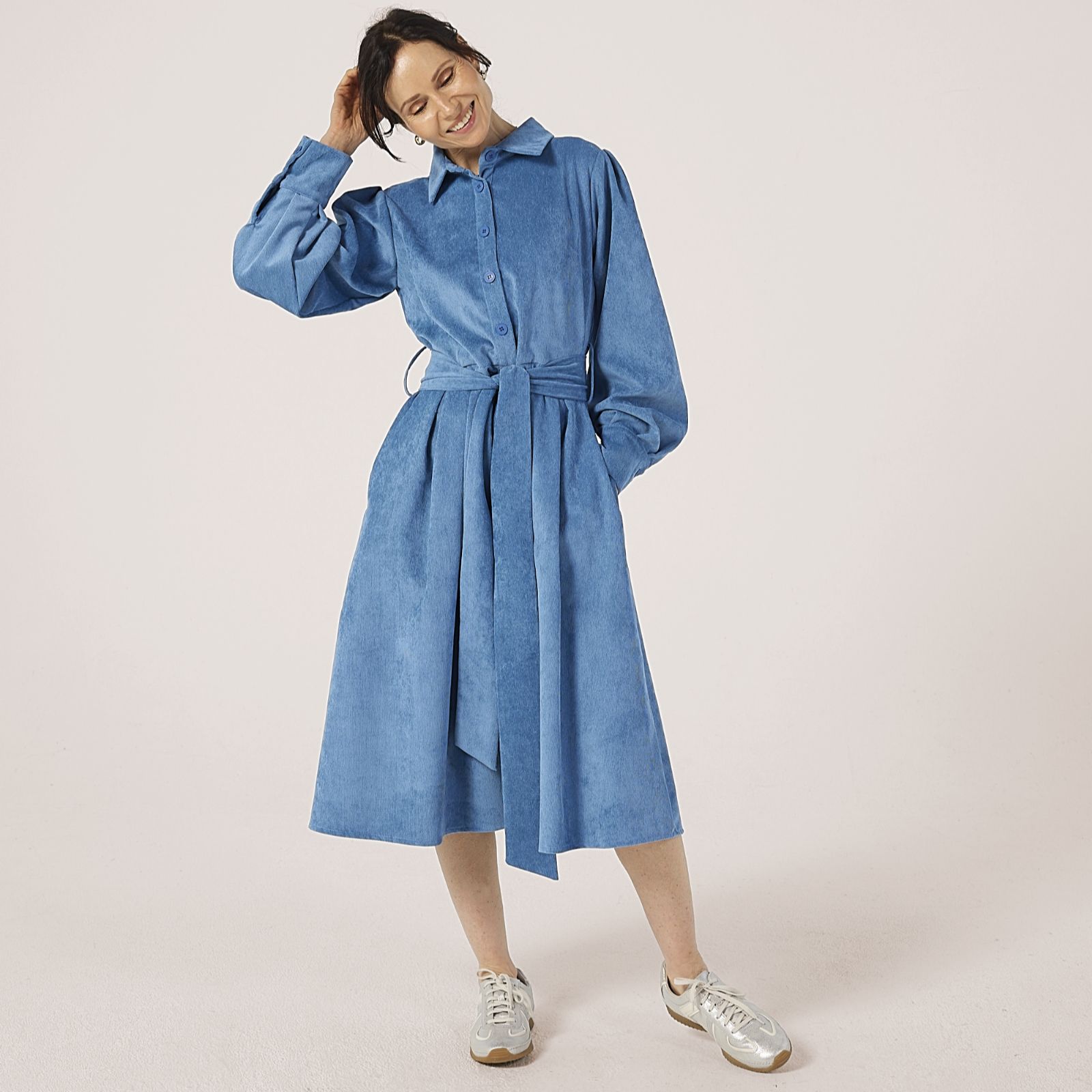 Helene Berman Soft Baby Cord Shirt Dress