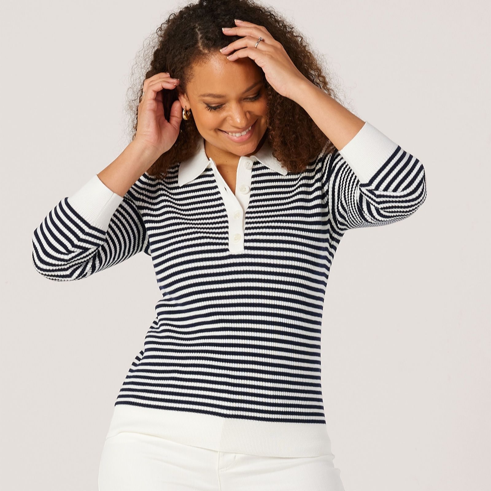 Ruth Langsford Knitted stripe Polo Jumper