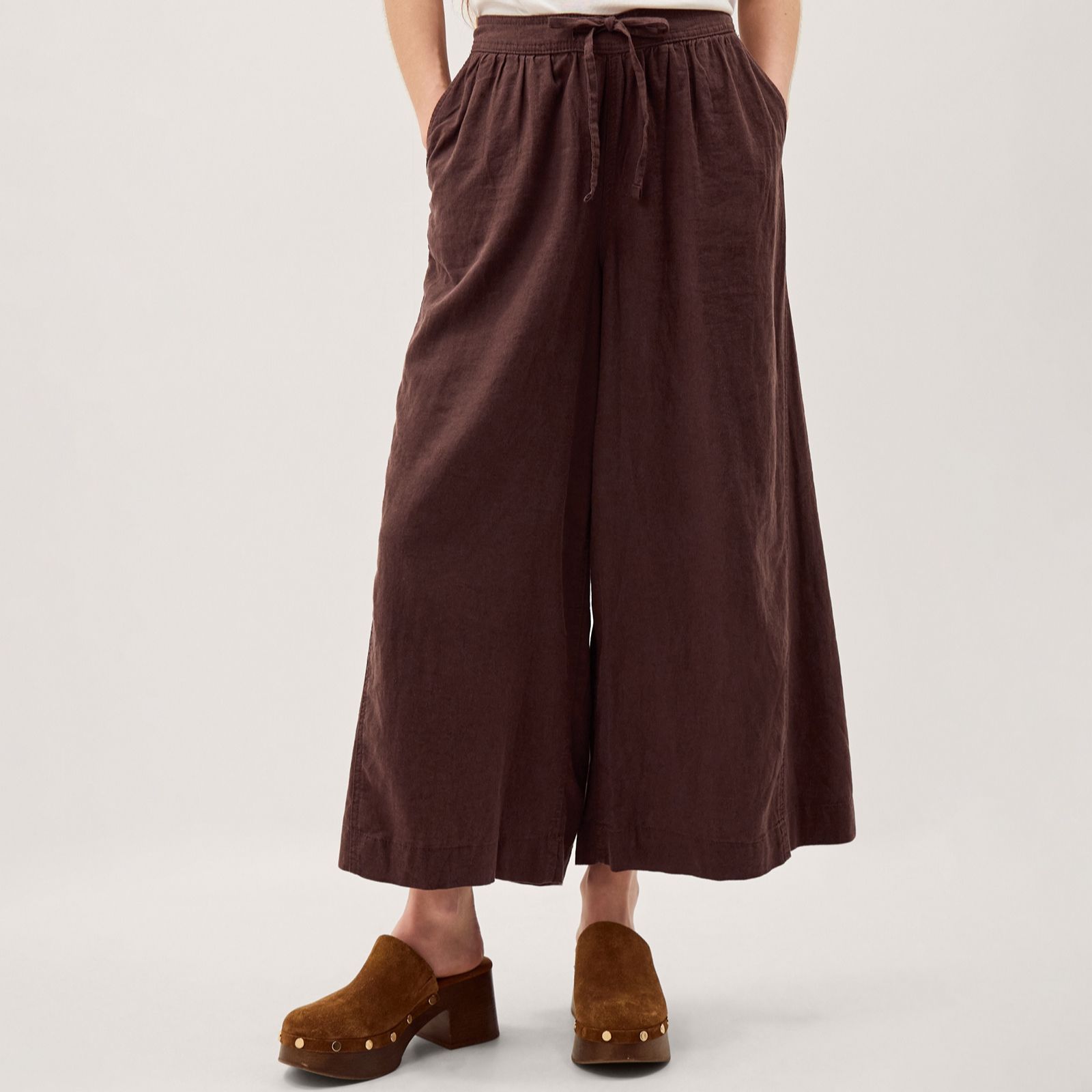 Monsoon Maisie Linen Blend Wide Crop Trousers
