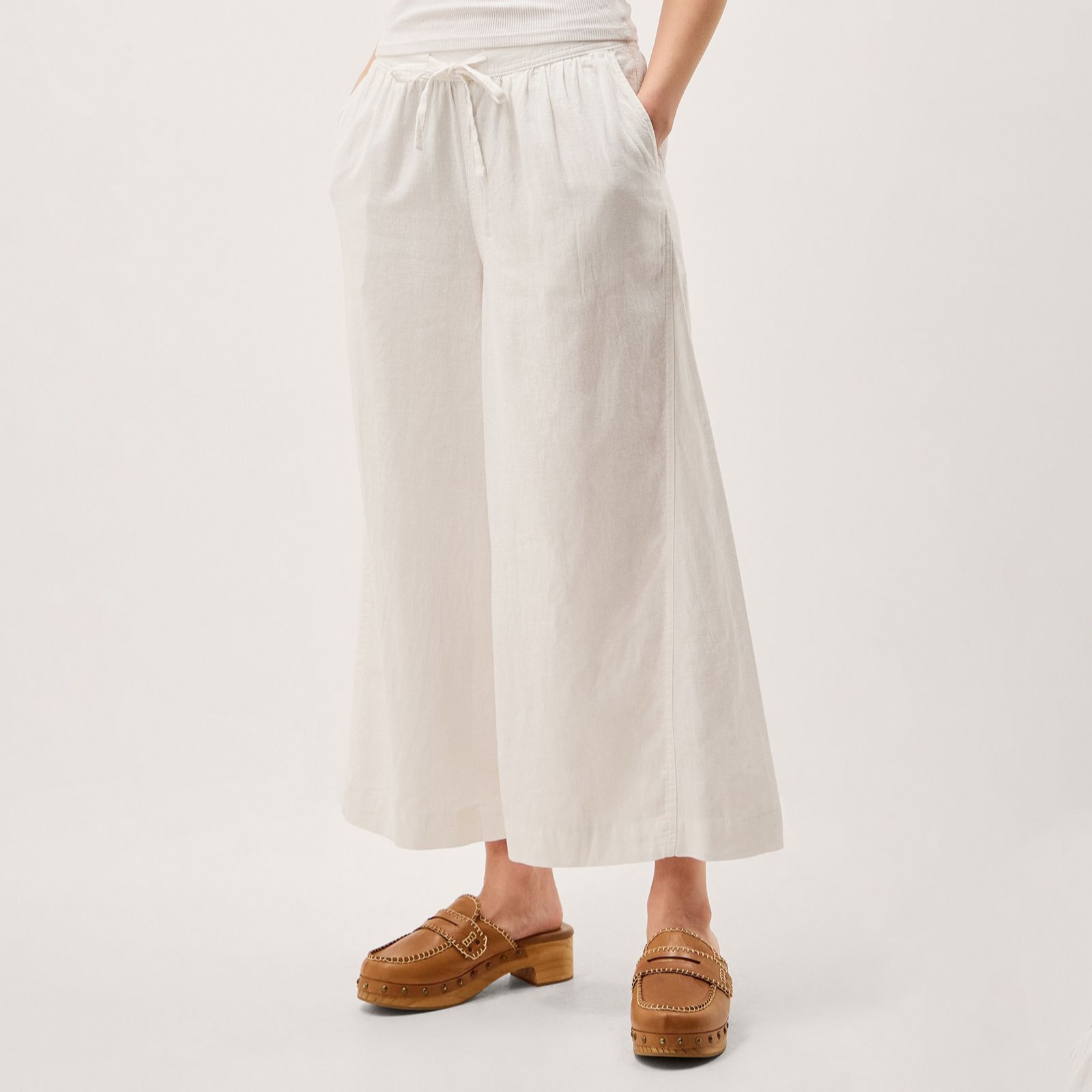 Monsoon Maisie Linen Blend Wide Crop Trousers