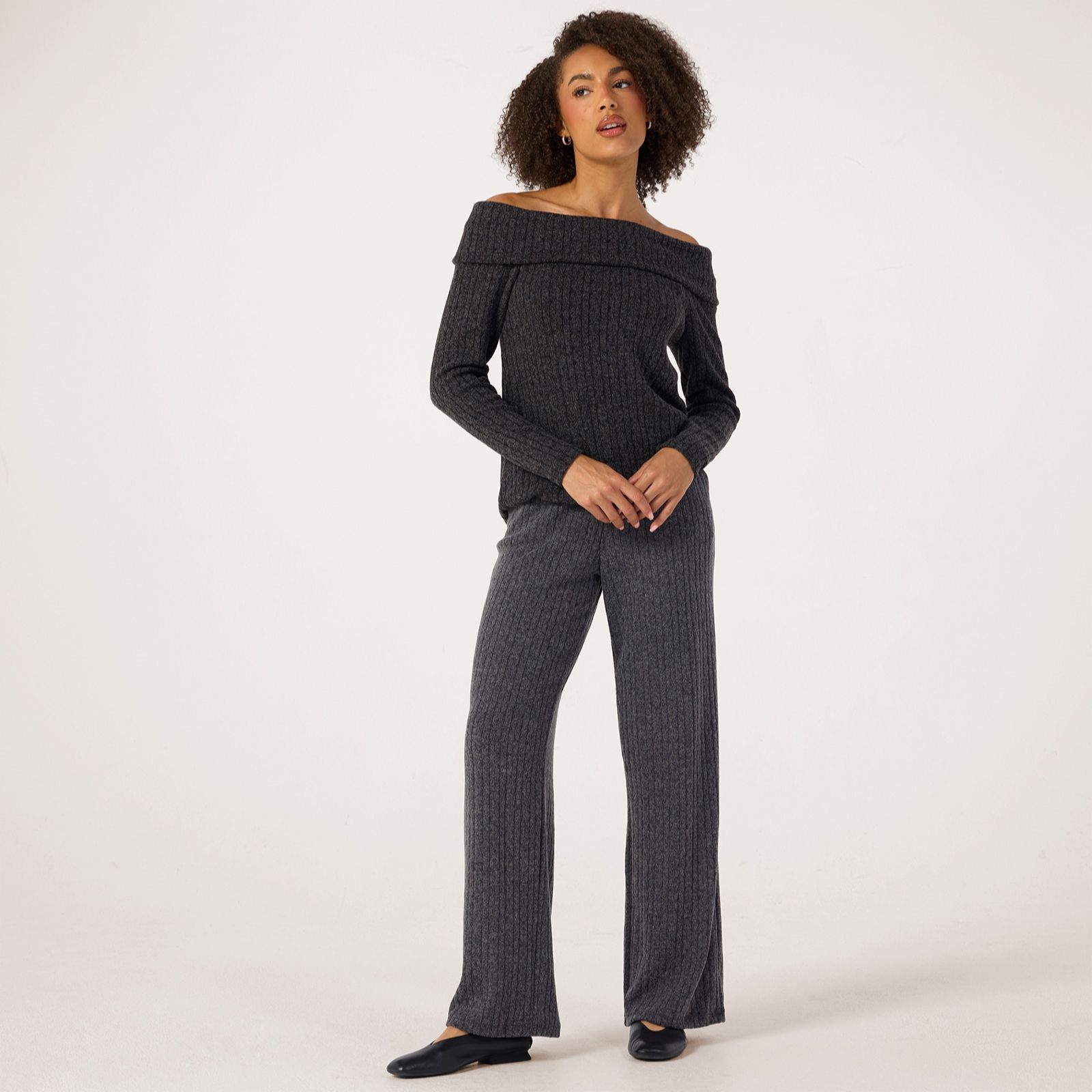 Kim & Co Fine Cable Knit Grace Straight Leg Standard Trousers