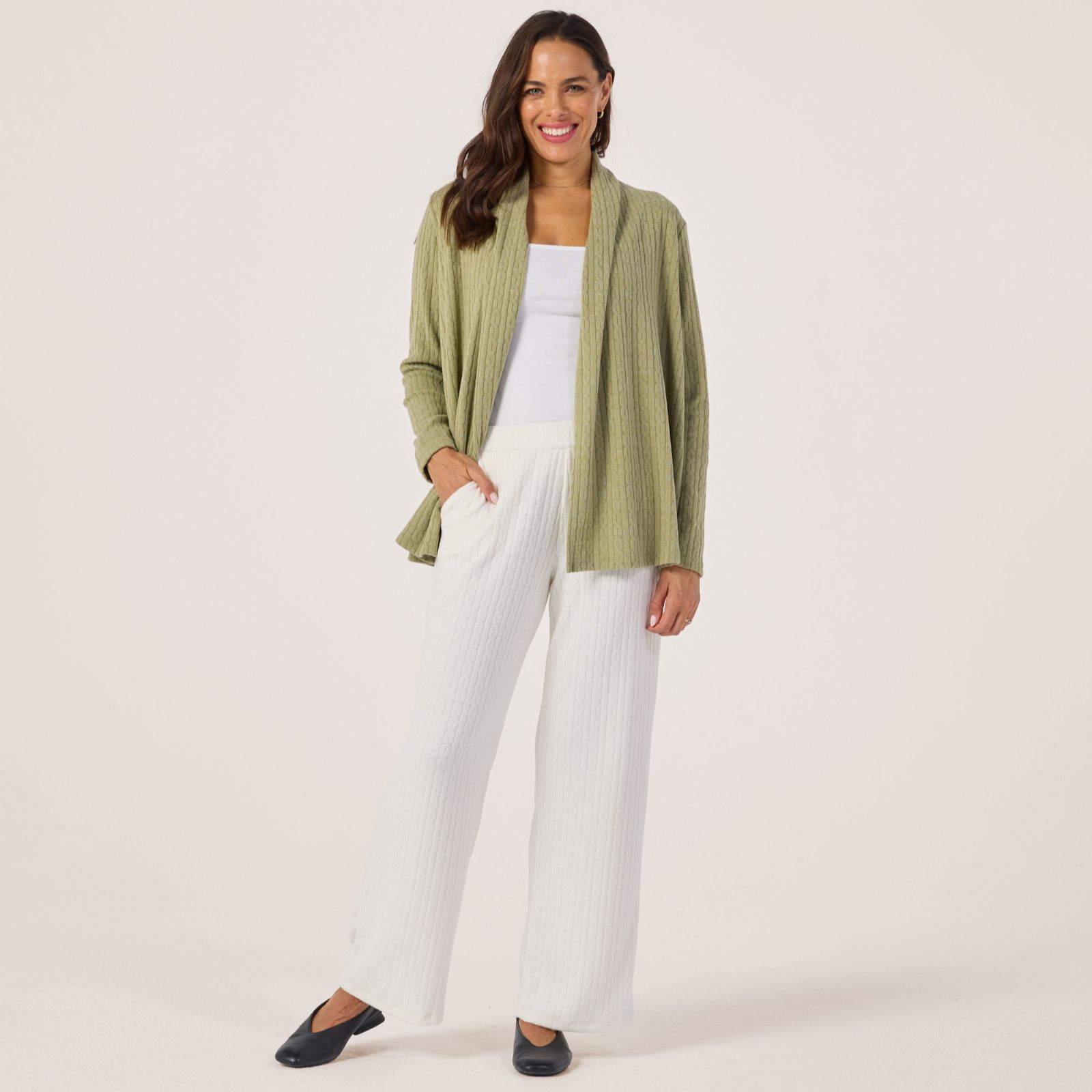 Kim & Co Fine Cable Knit Grace Straight Leg Standard Trousers