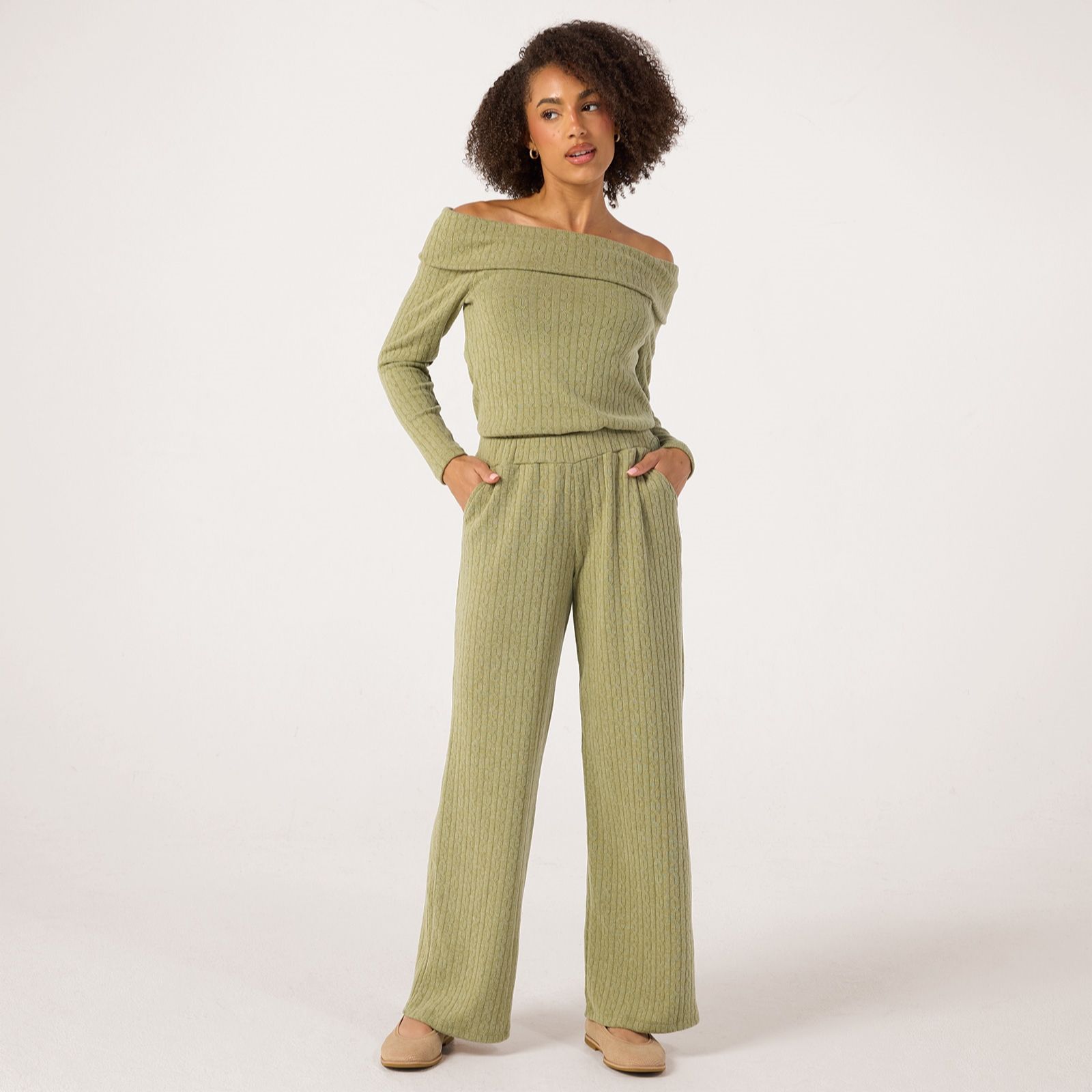 Kim & Co Fine Cable Knit Grace Straight Leg Standard Trousers
