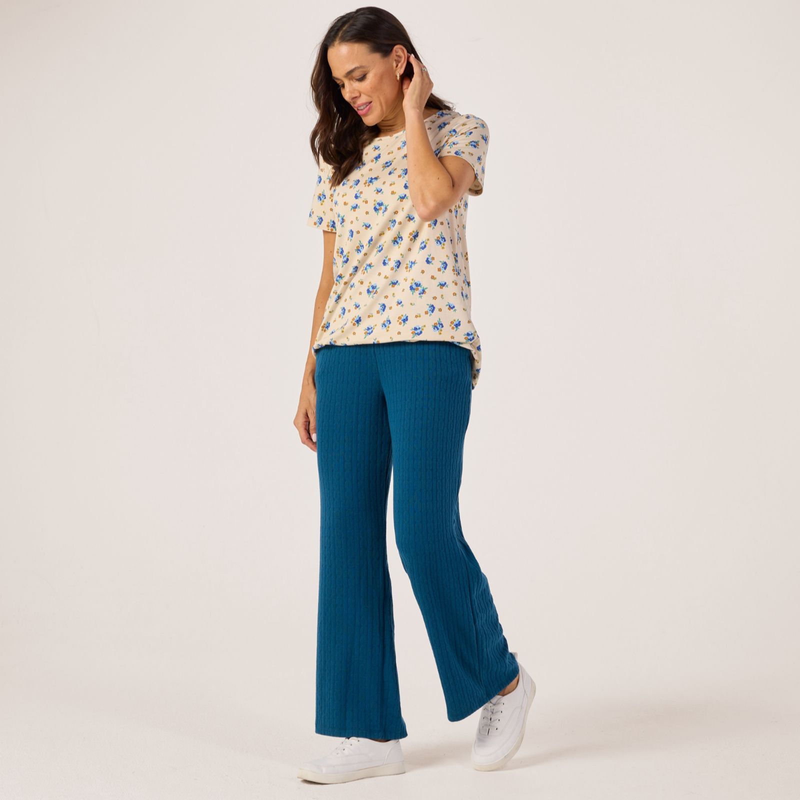 Kim & Co Fine Cable Knit Grace Straight Leg Standard Trousers