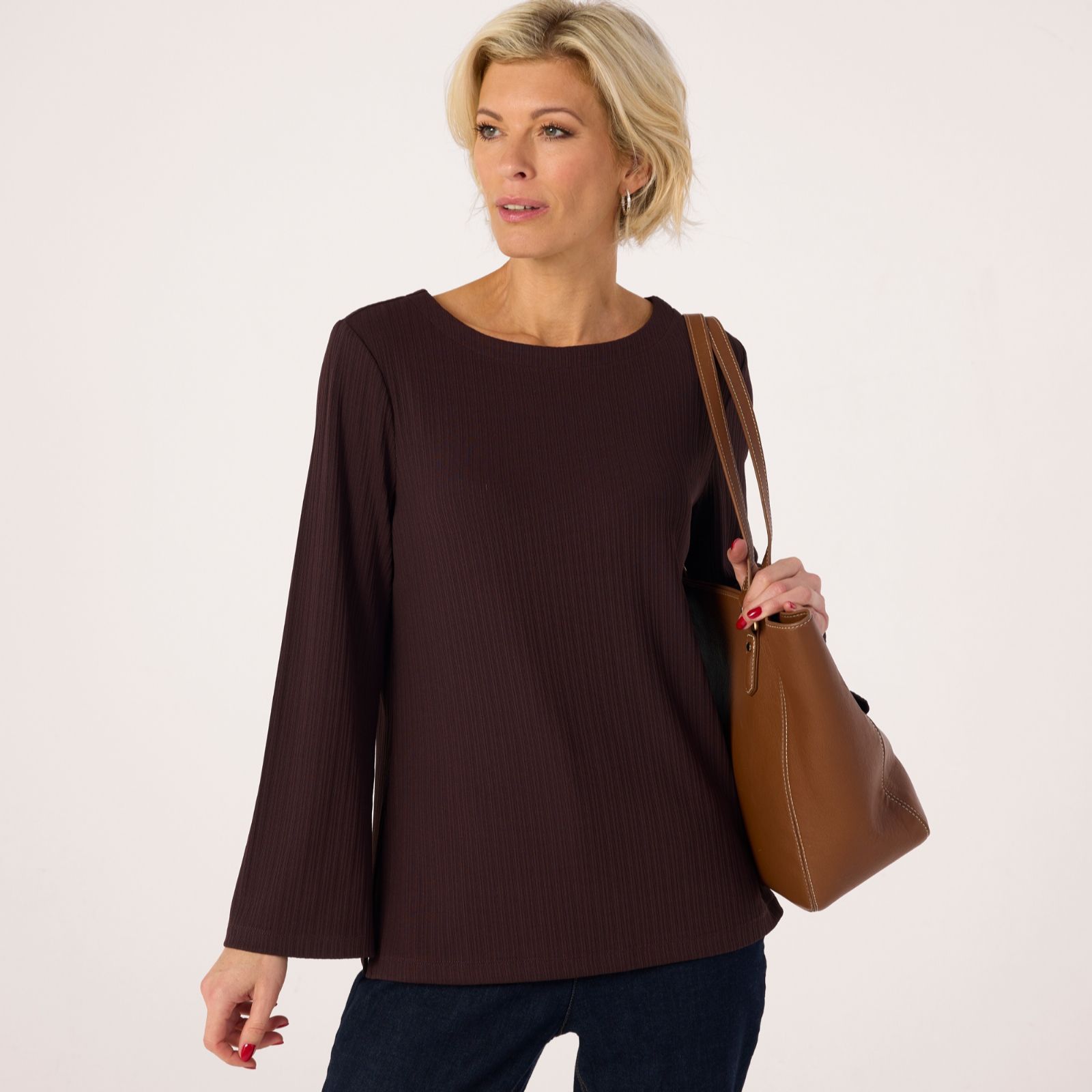 Ruth Langsford Rib Top with Bell Sleeve