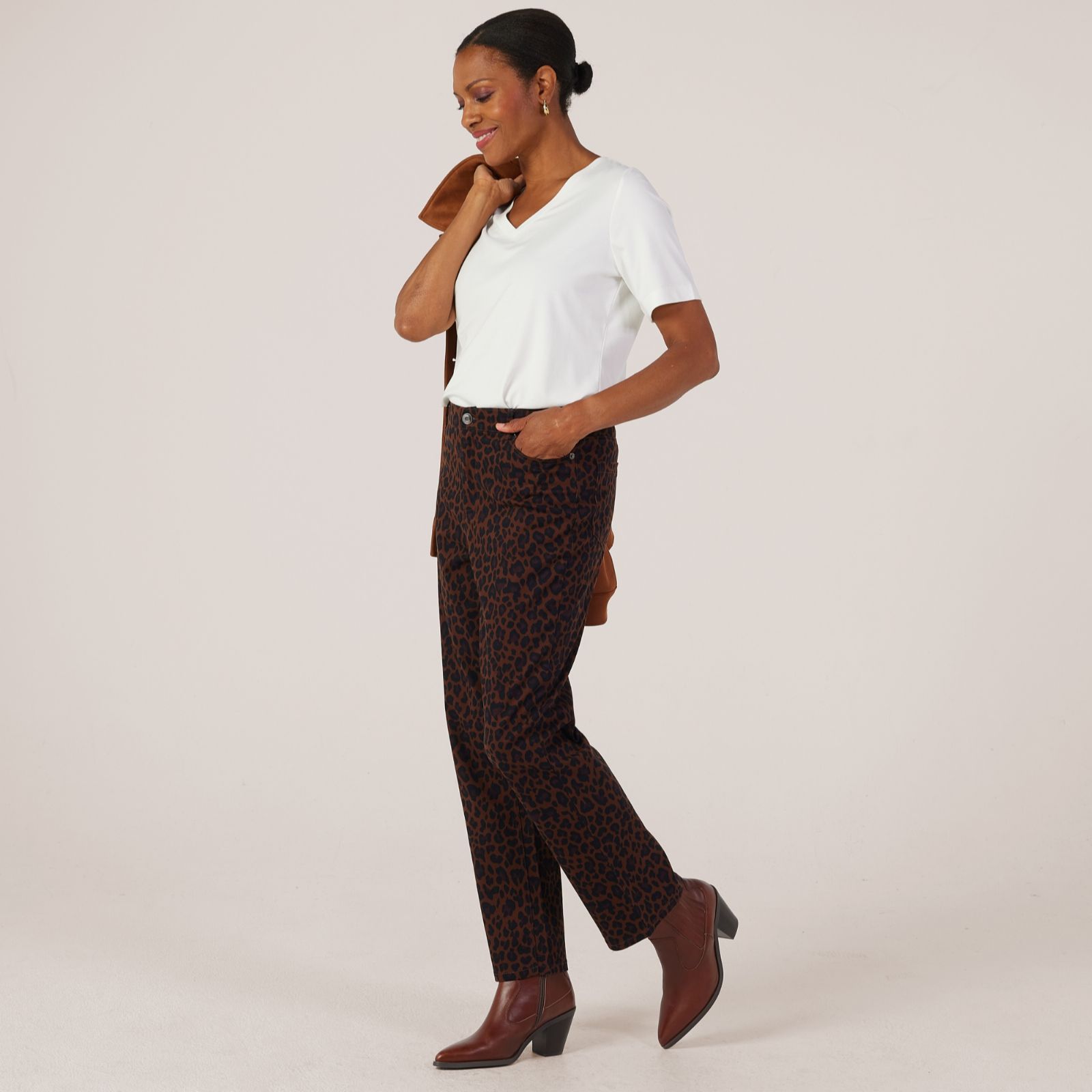 Ruth Langsford Animal Print Straight Leg Jean Tall