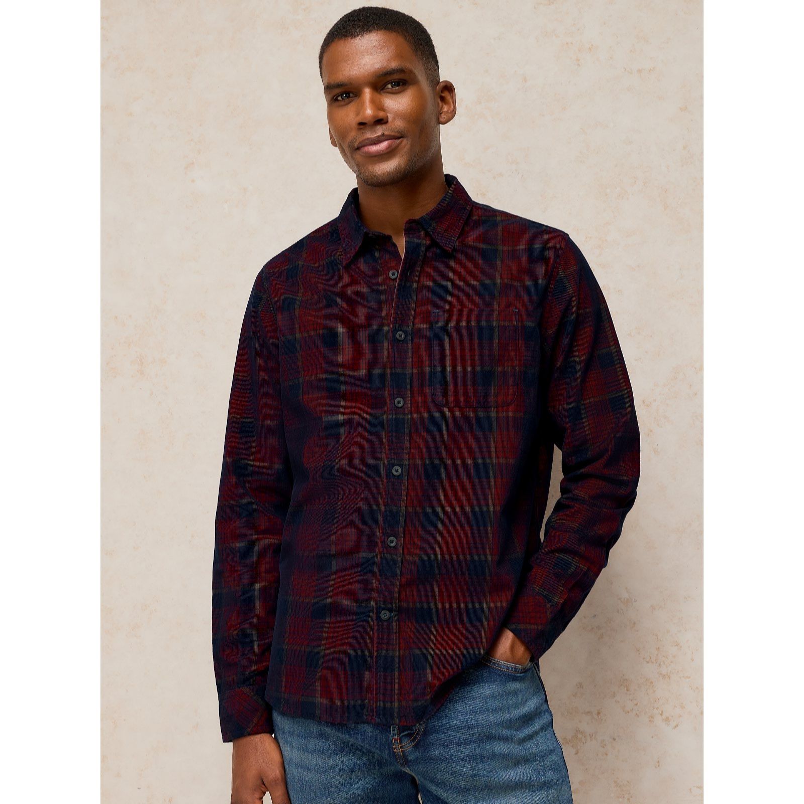 White Stuff Mens Bruton Cord Check Shirt