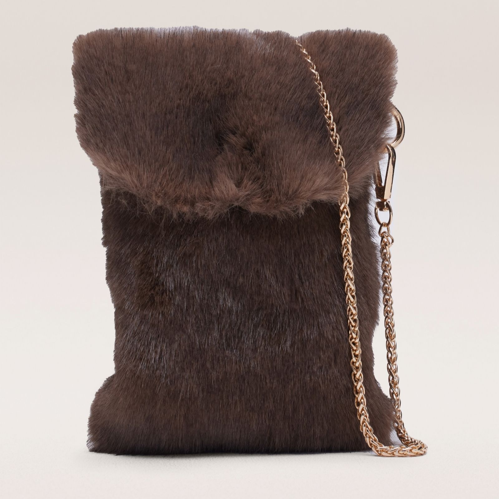 Frank Usher Cross Body Faux Fur Small Bag with Detachable Chain