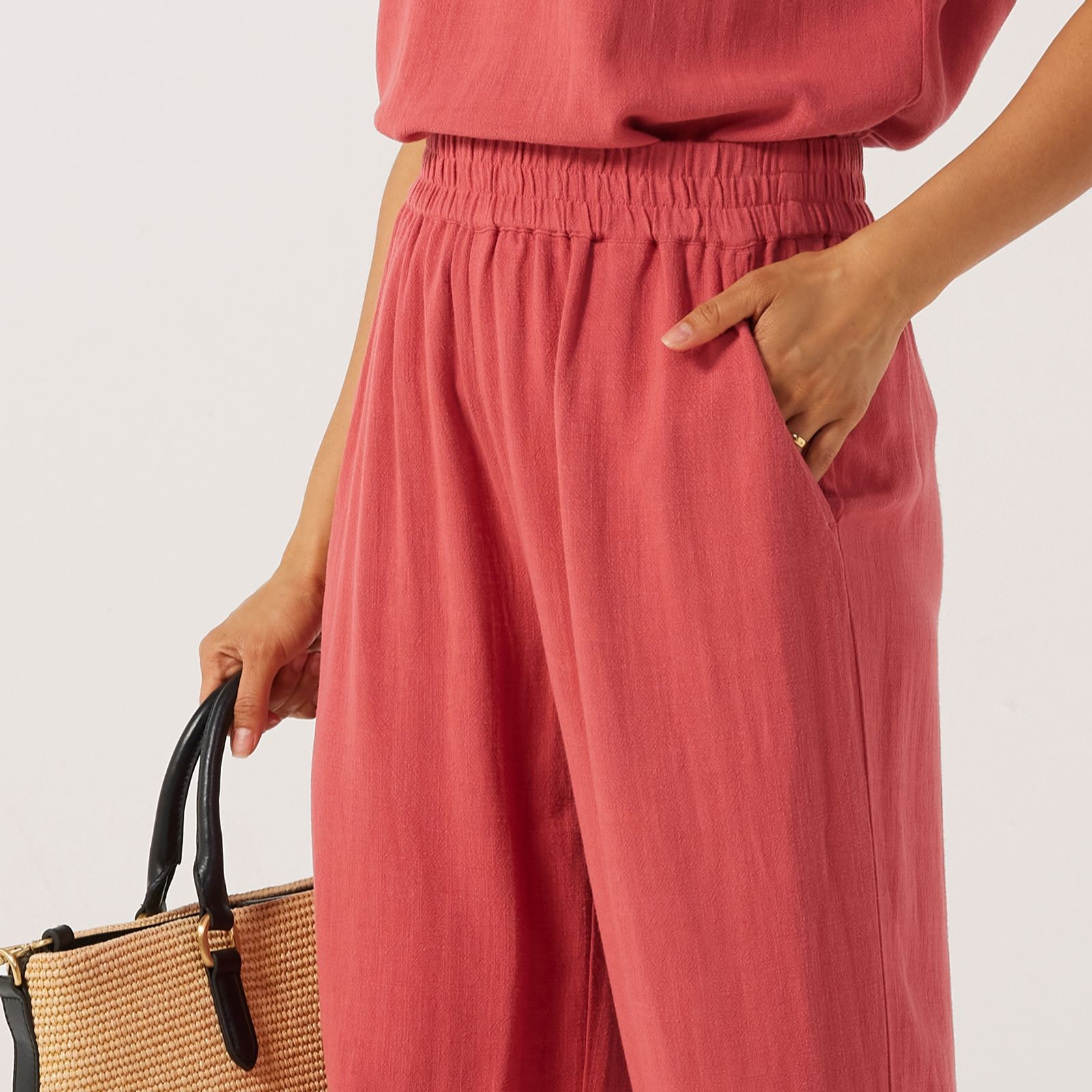 Ruth Langsford Pull On Cropped Linen Blend Trousers Tall