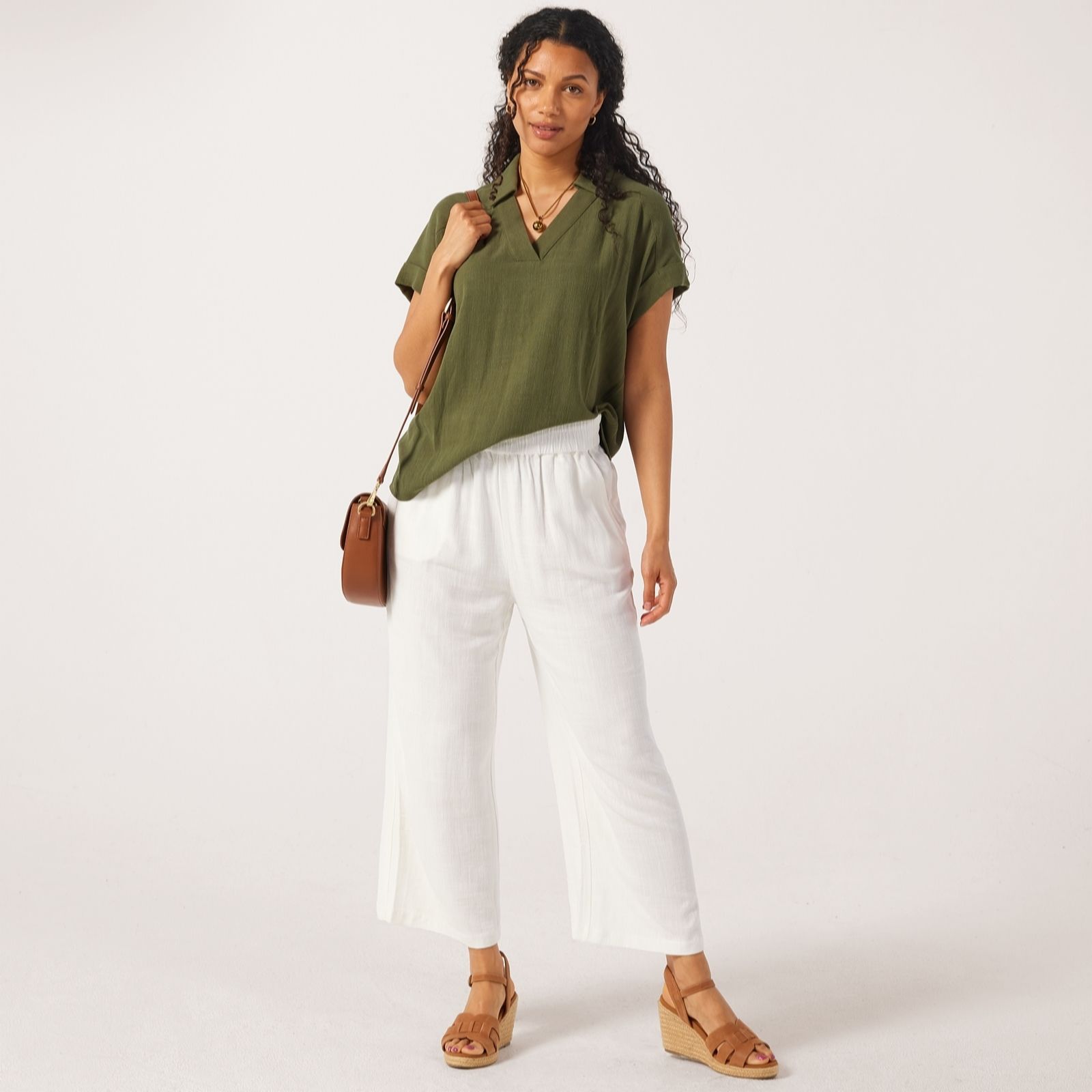 Ruth Langsford Pull On Cropped Linen Blend Trousers Tall