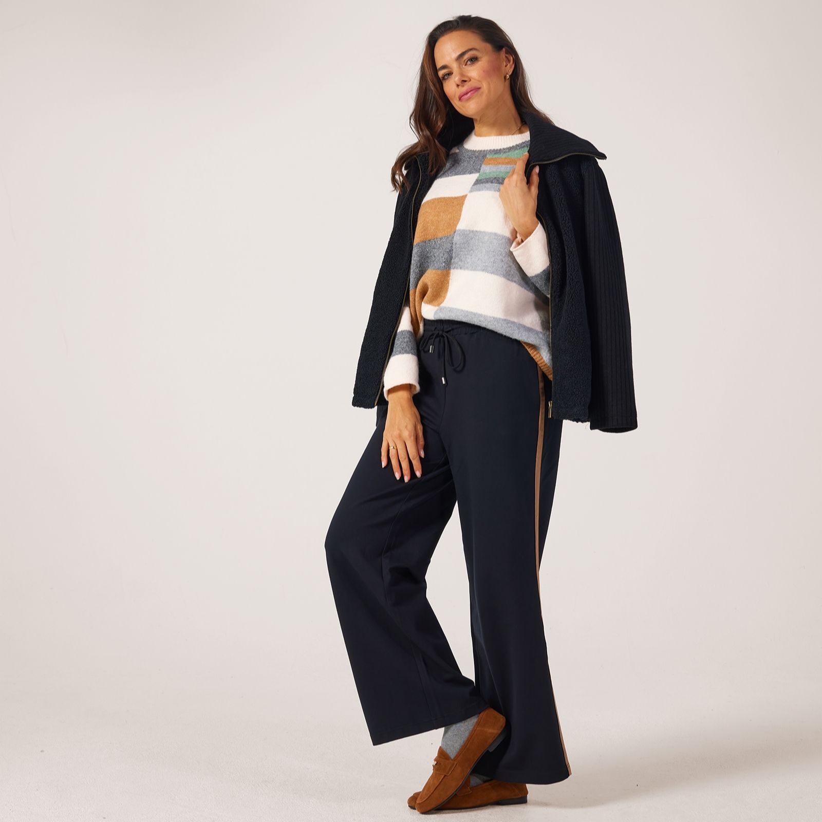 Denim & Co. Stripe Ponte Trousers Standard