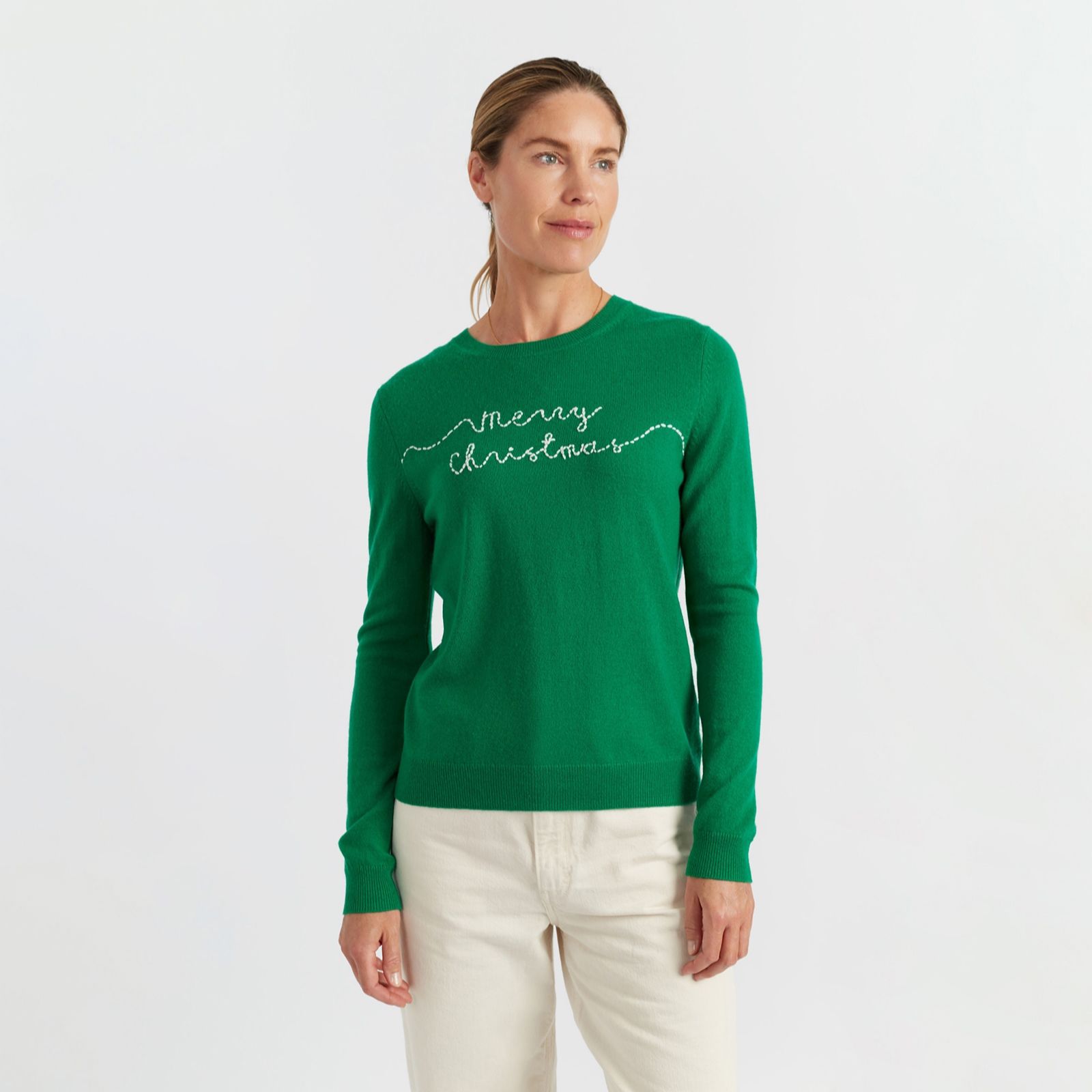 Chinti & Parker Wool Cashmere Blend Embroidered Merry Christmas Jumper