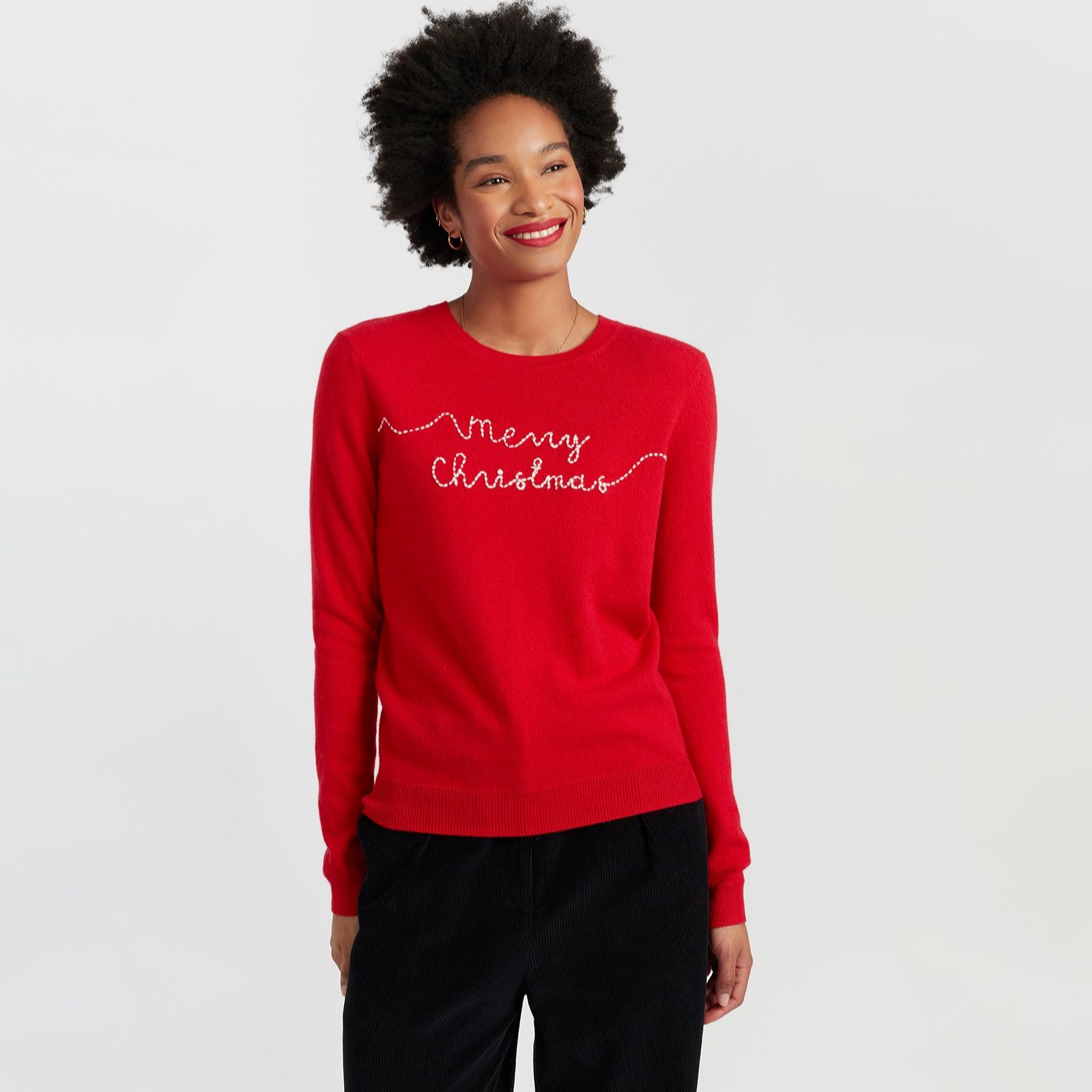Chinti & Parker Wool Cashmere Blend Embroidered Merry Christmas Jumper