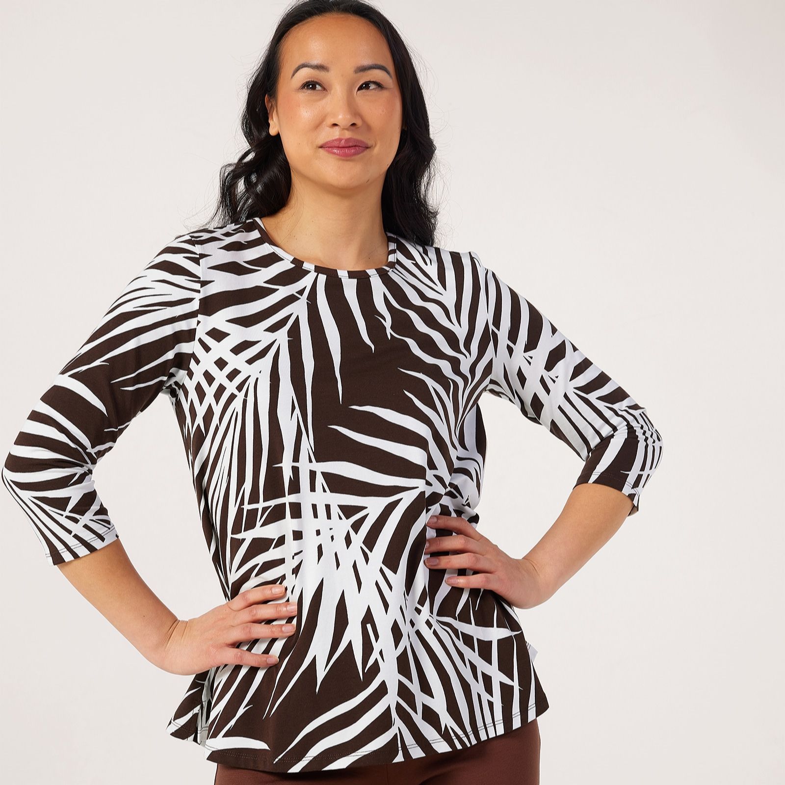 Denim & Co. Cotton Rich Jersey Round Neck Top