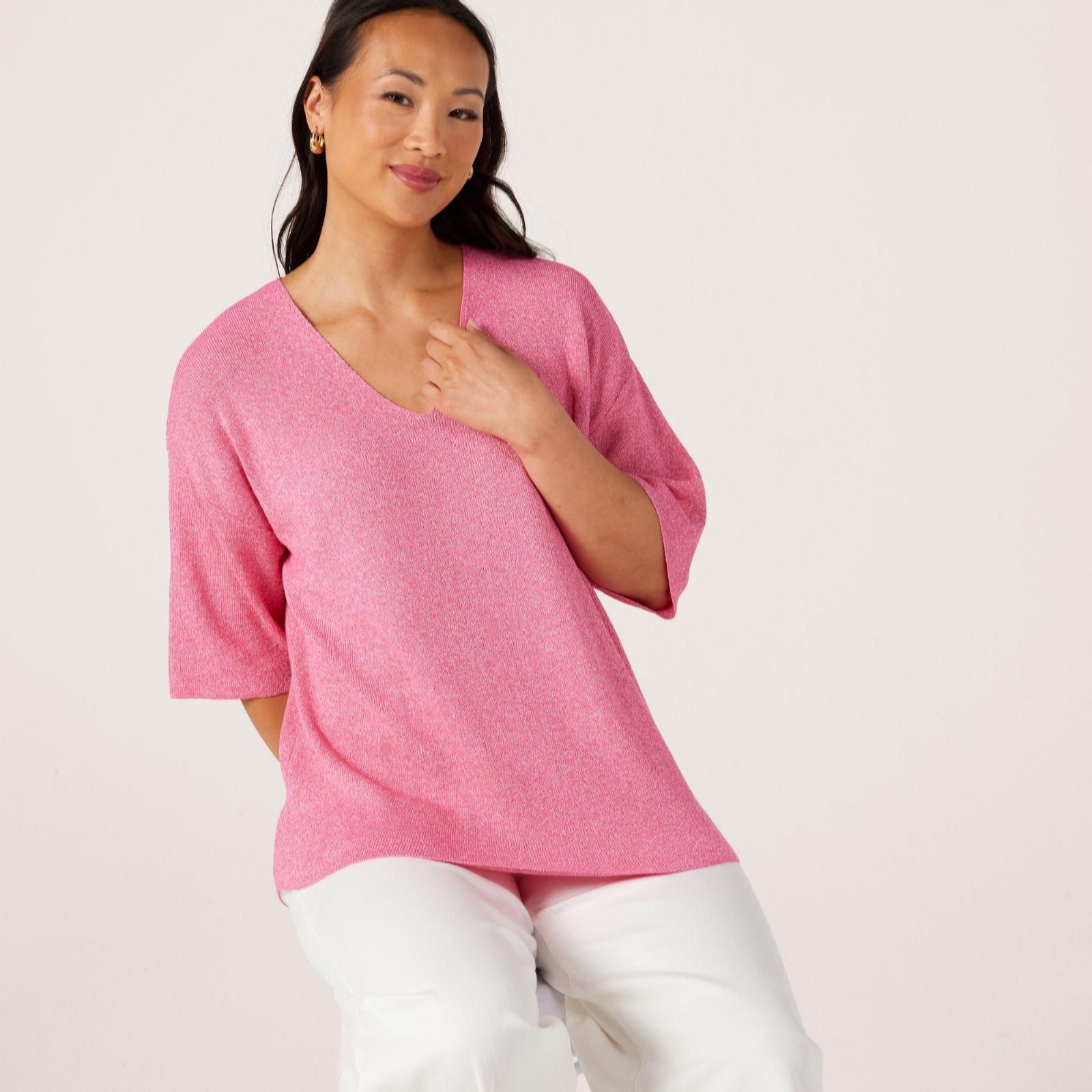 Ruth Langsford Summer Slub V Neck Short Sleeve Jumper