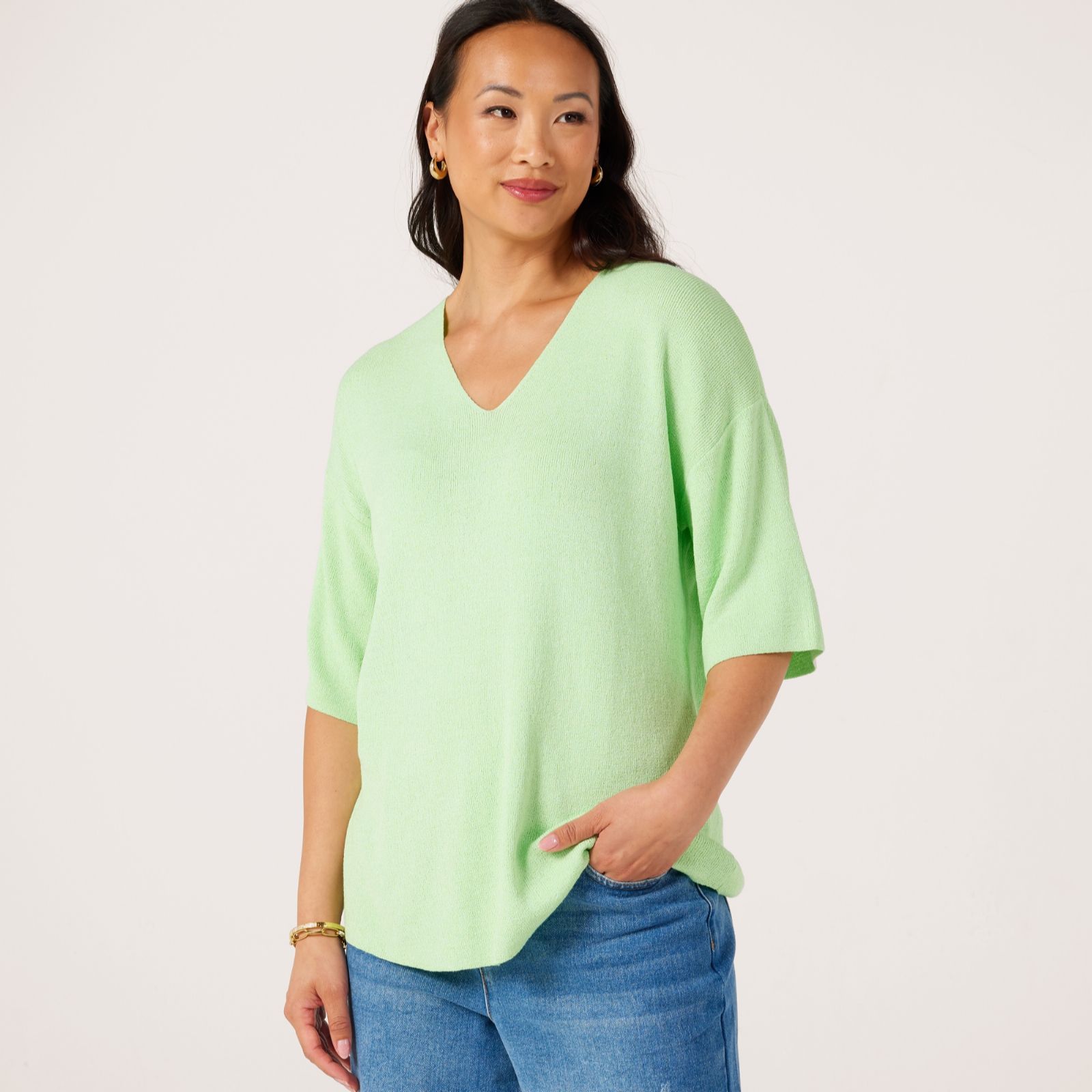 Ruth Langsford Summer Slub V Neck Short Sleeve Jumper